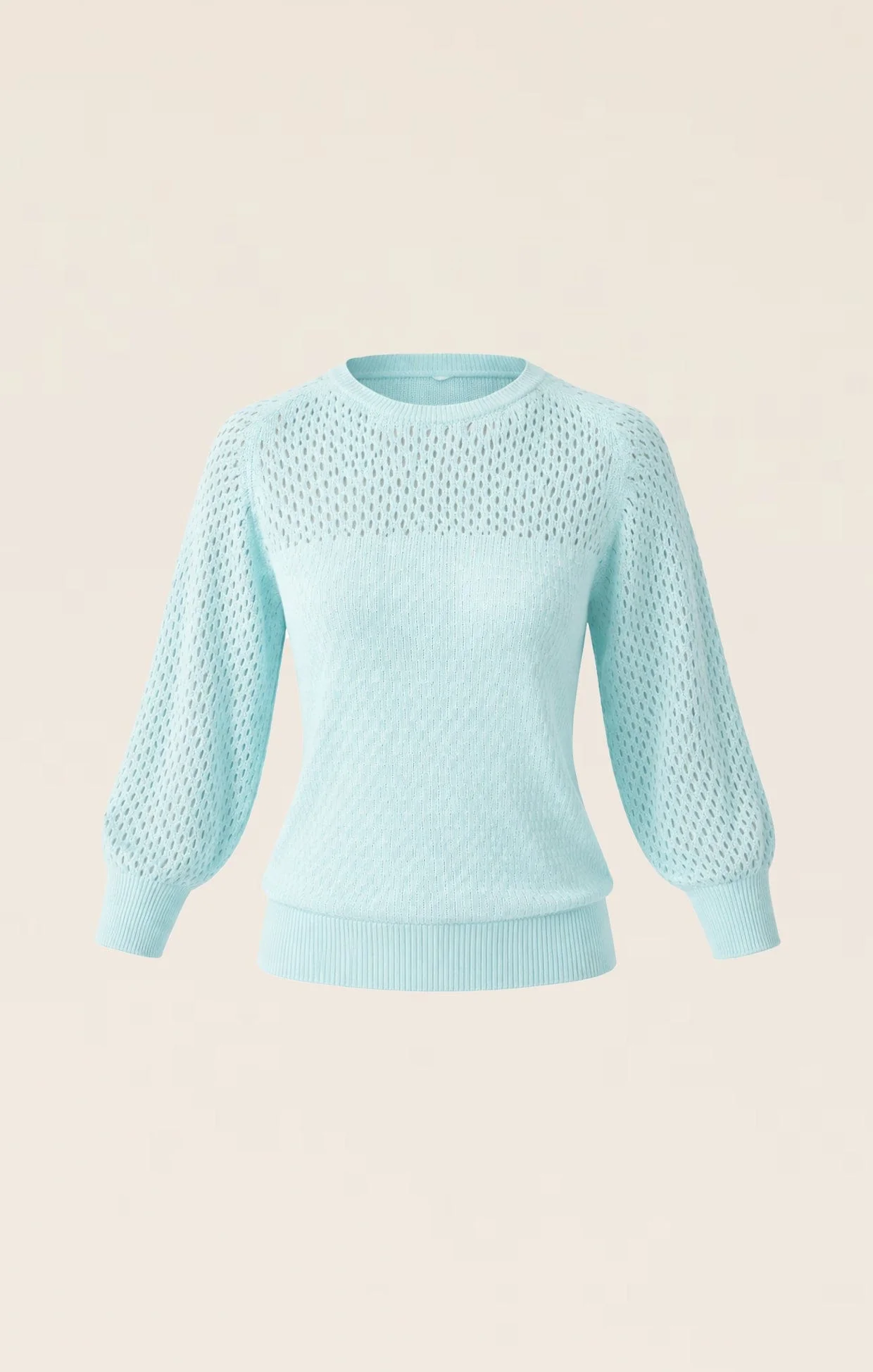 3/4 SLEEVE RIPPLE KNIT TOP IN AQUAMARINE - Image 8