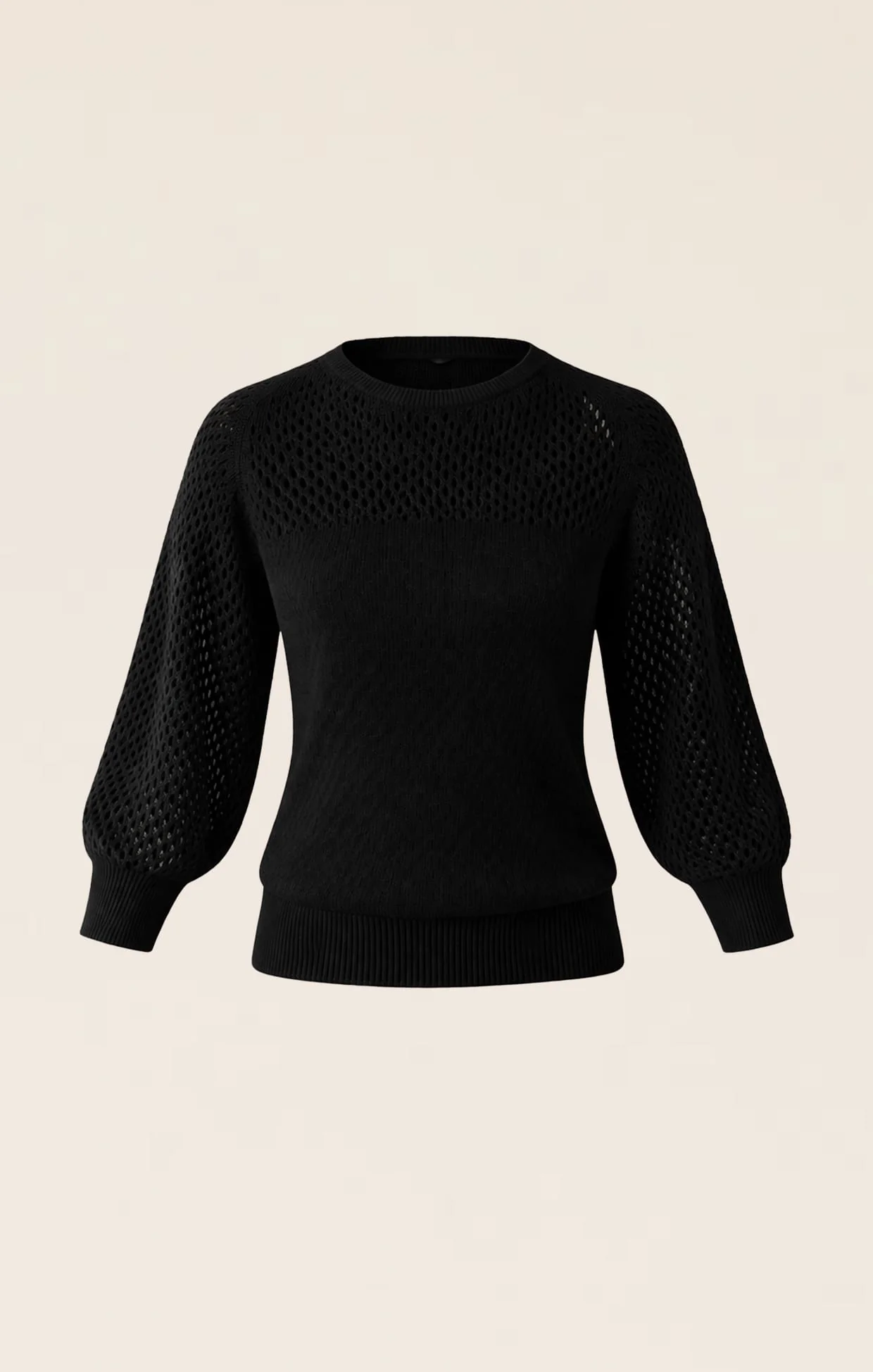 3/4 SLEEVE RIPPLE KNIT TOP IN BLACK - Image 10