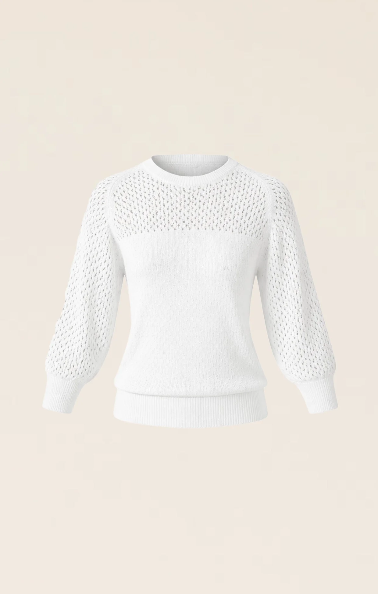 3/4 SLEEVE RIPPLE KNIT TOP IN IVORY - Image 12