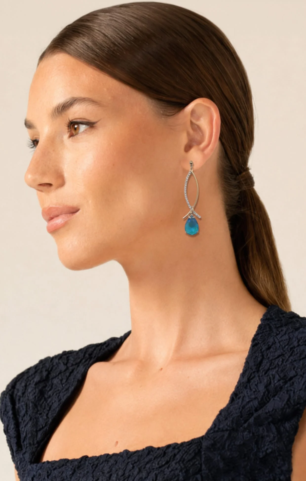 ALLEGRA DROP EARRINGS IN BRILLIANT BLUE - Image 2
