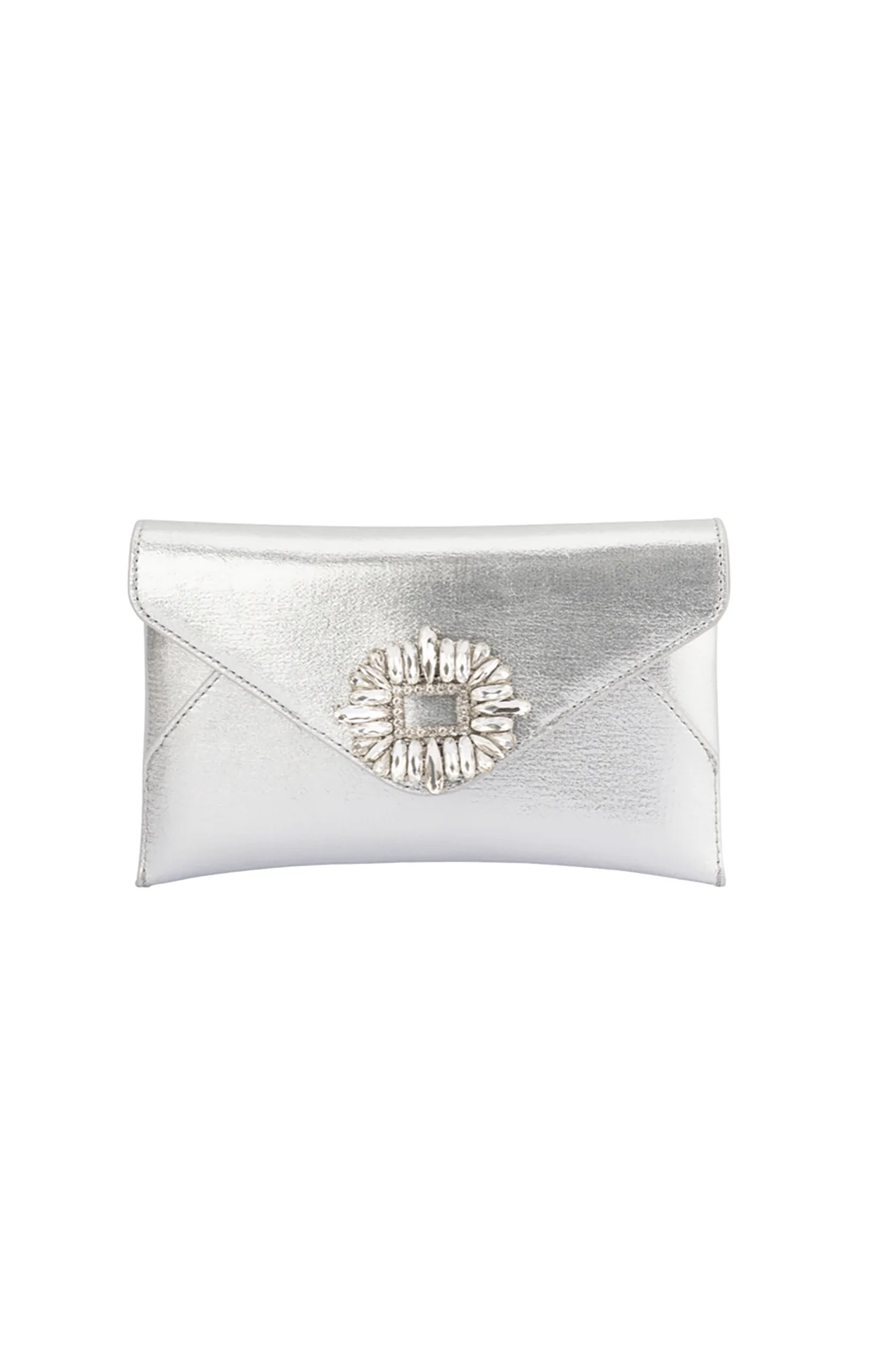 ANTONIA ENVELOPE CLUTCH BAG IN SILVER