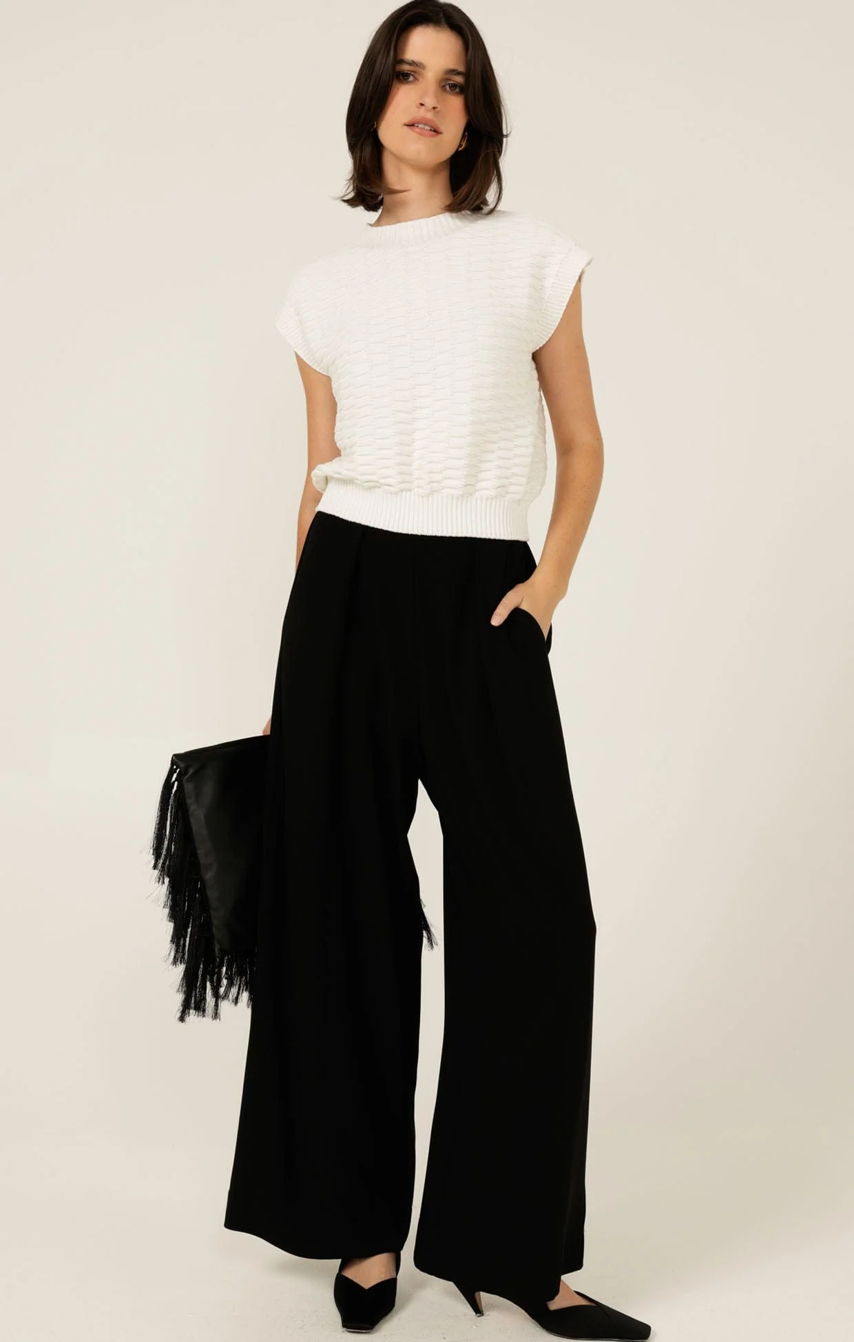 BUBBLE KNIT TOP IN IVORY - Image 2