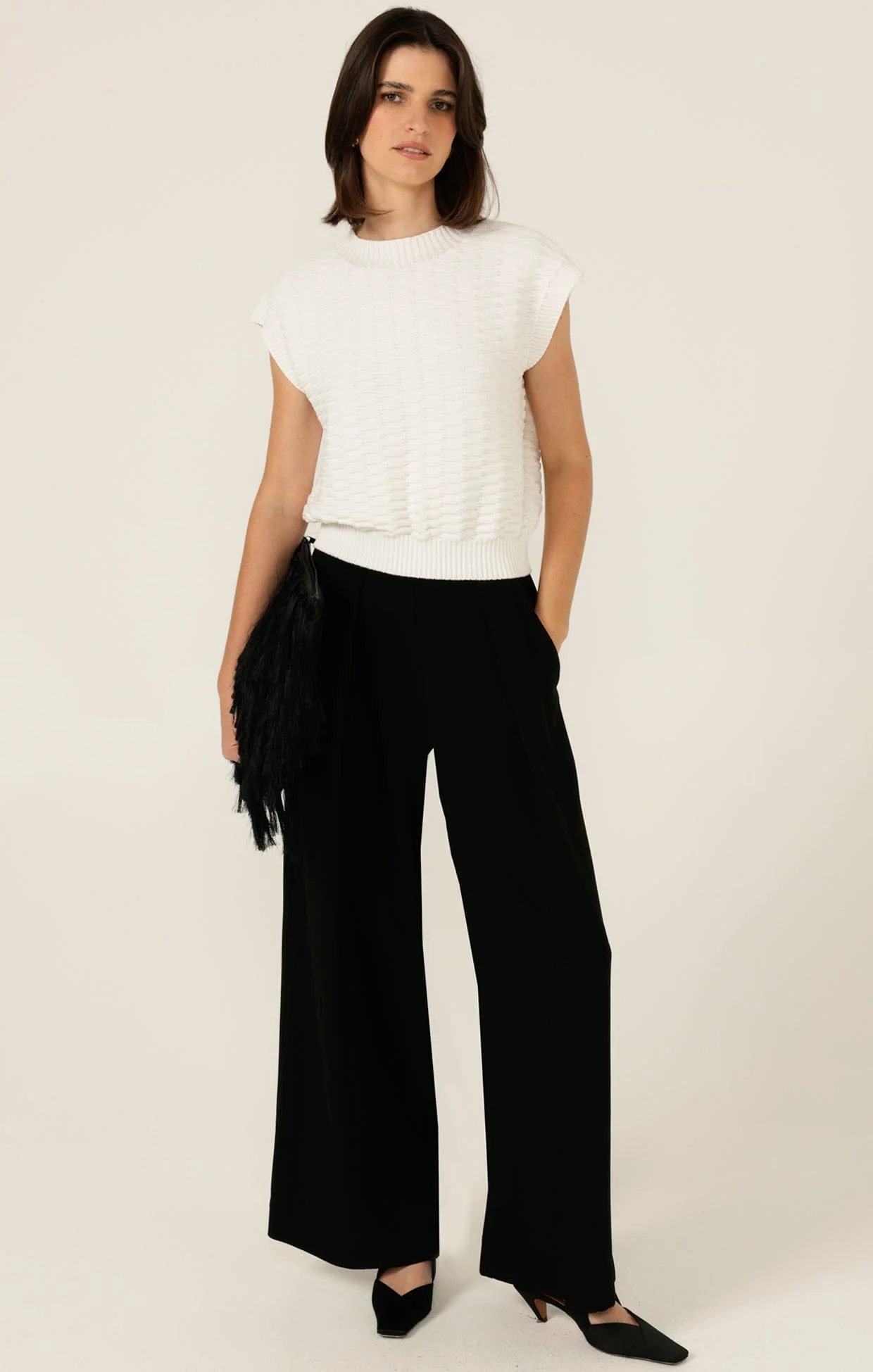 BUBBLE KNIT TOP IN IVORY - Image 5