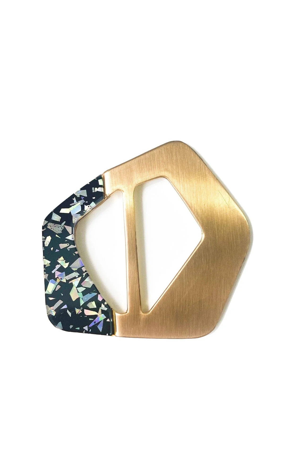BUCKLE ACCESSORY IN GOLD BLACK MARBLE