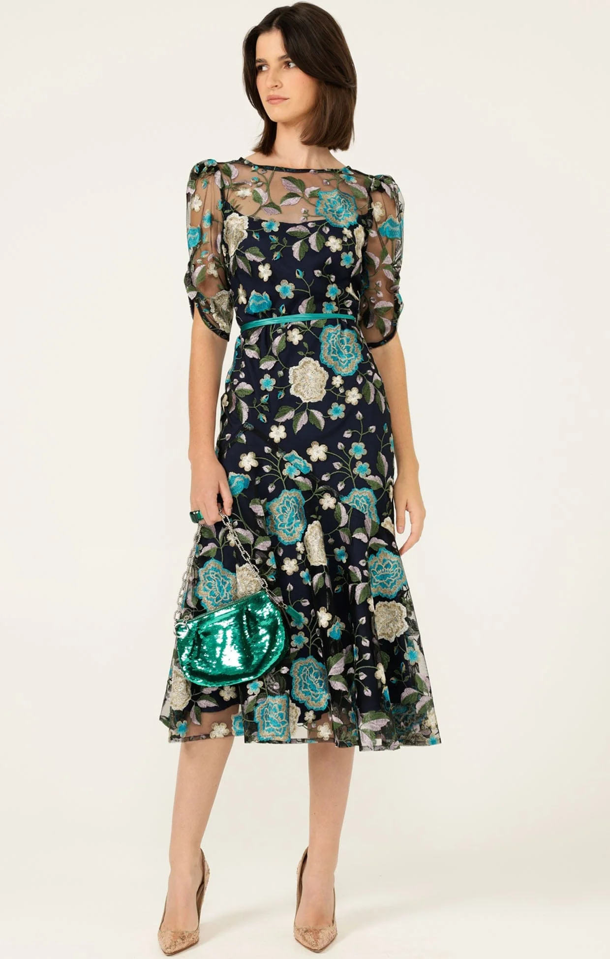 CARDELINA DRESS IN NAVY AQUA - Image 4