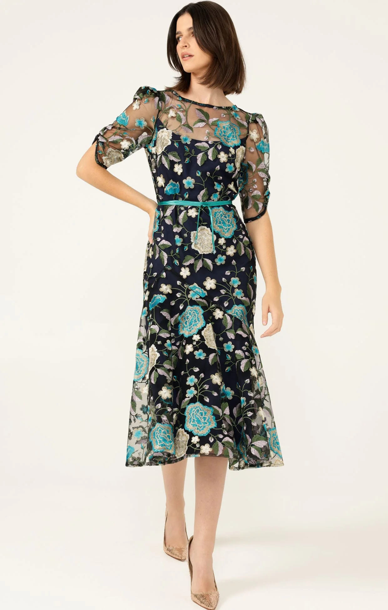 CARDELINA DRESS IN NAVY AQUA - Image 6