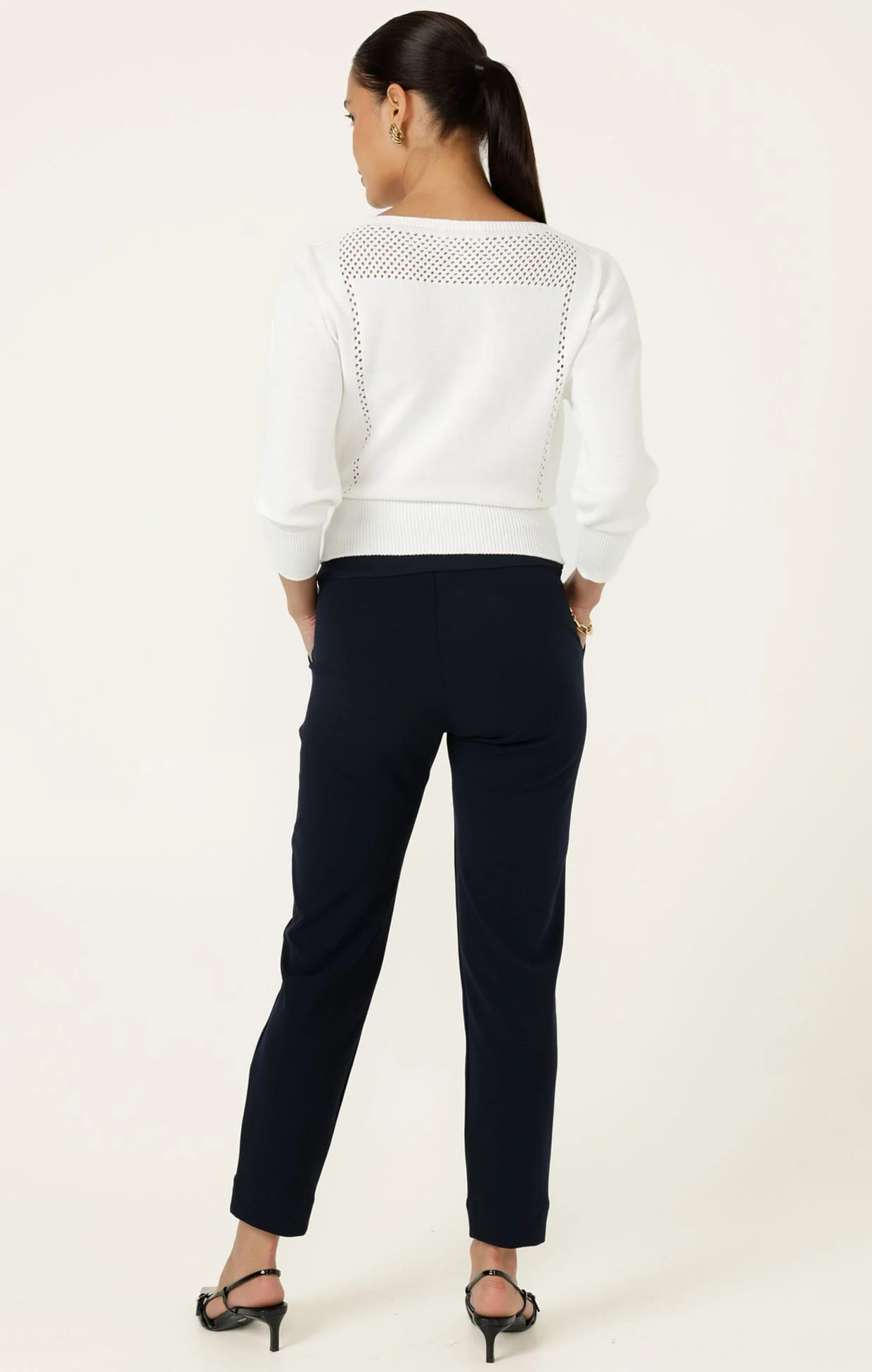 CHLOE 3/4 SLEEVE KNIT TOP IN WHITE - Image 6