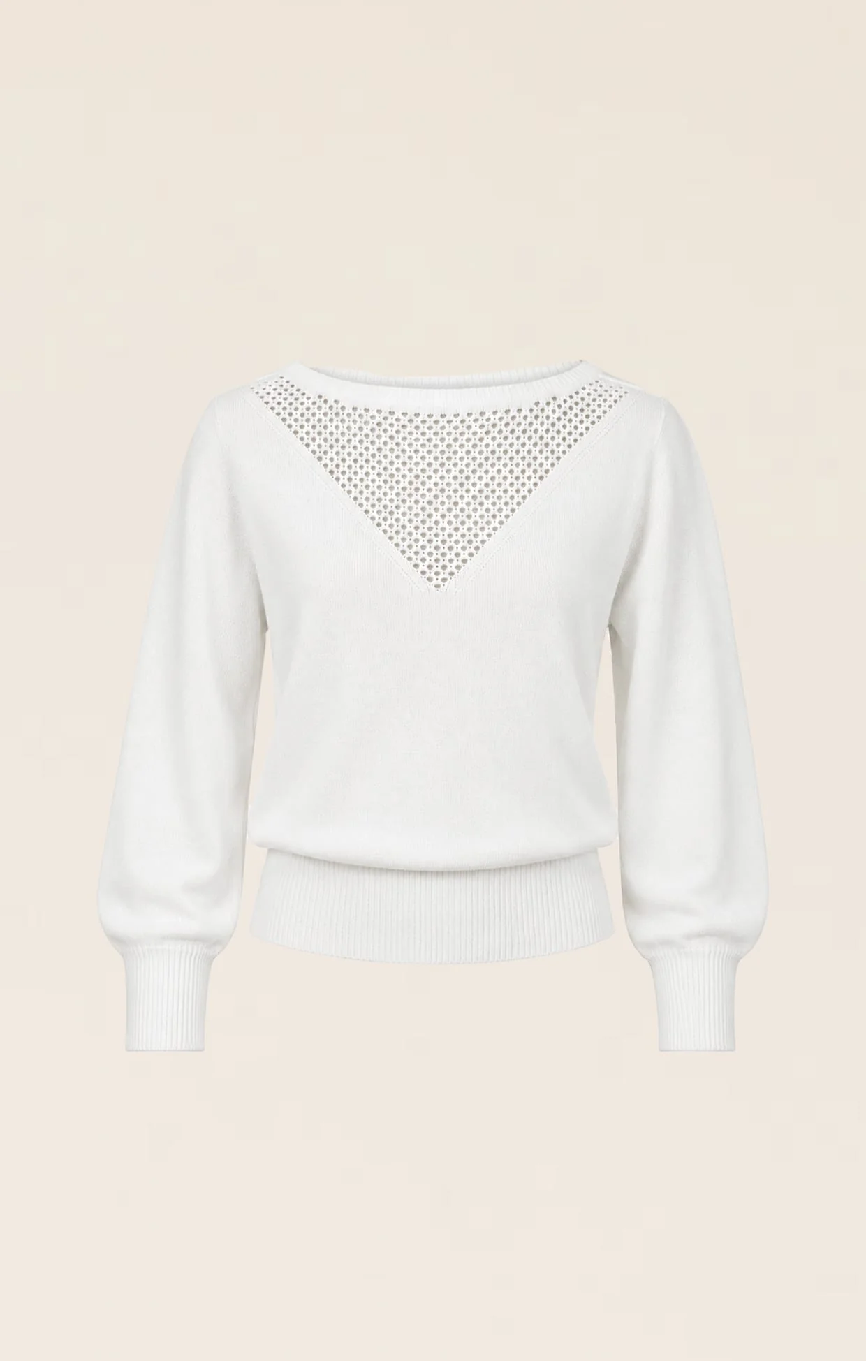 CHLOE 3/4 SLEEVE KNIT TOP IN WHITE - Image 7