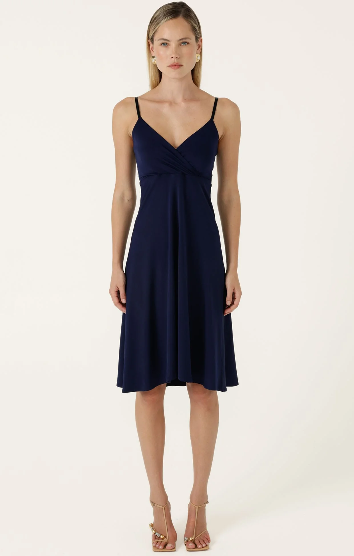 CLOUDLAND WRAP DRESS IN NAVY WHITE SPOT - Image 7