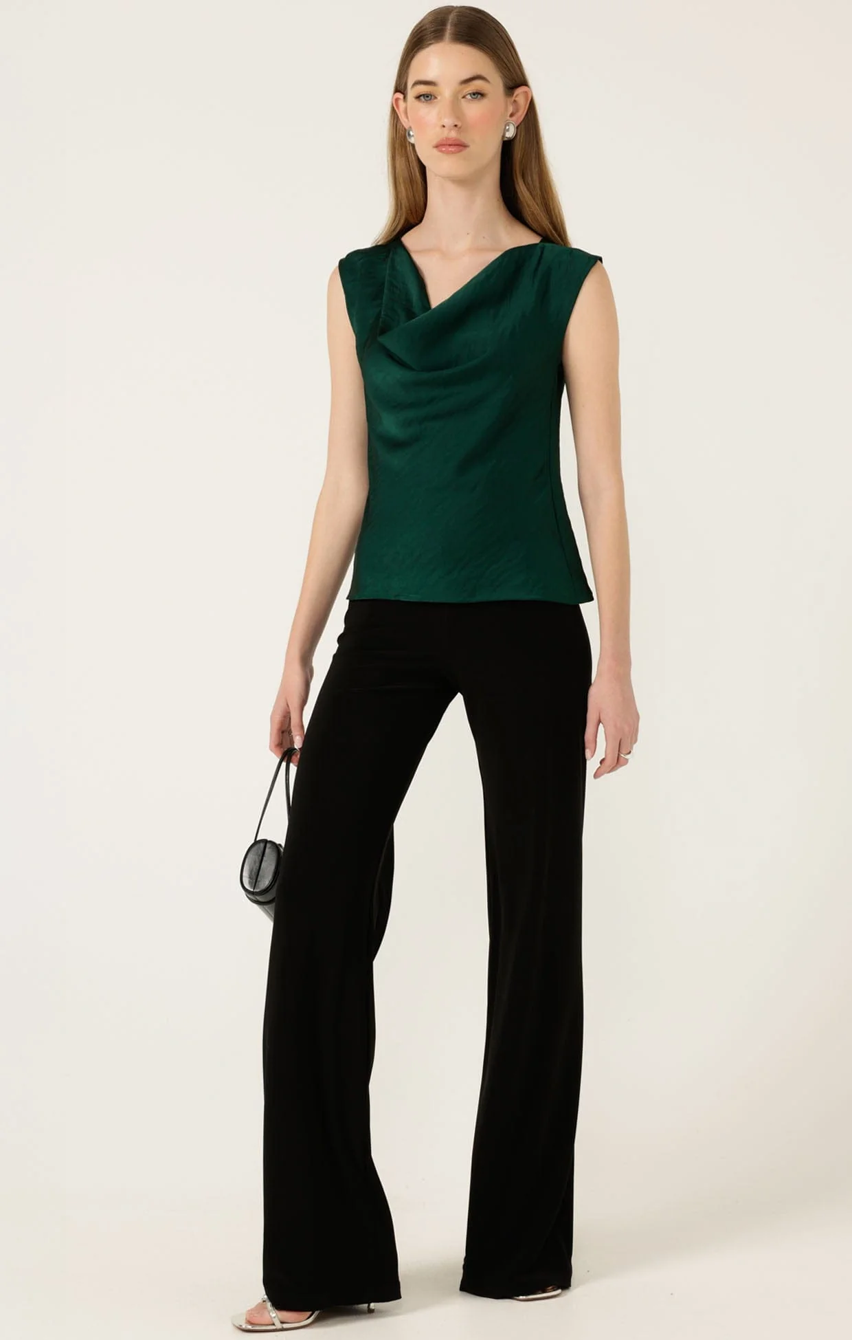 LUXE COWL BIAS TOP IN EMERALD - Image 5