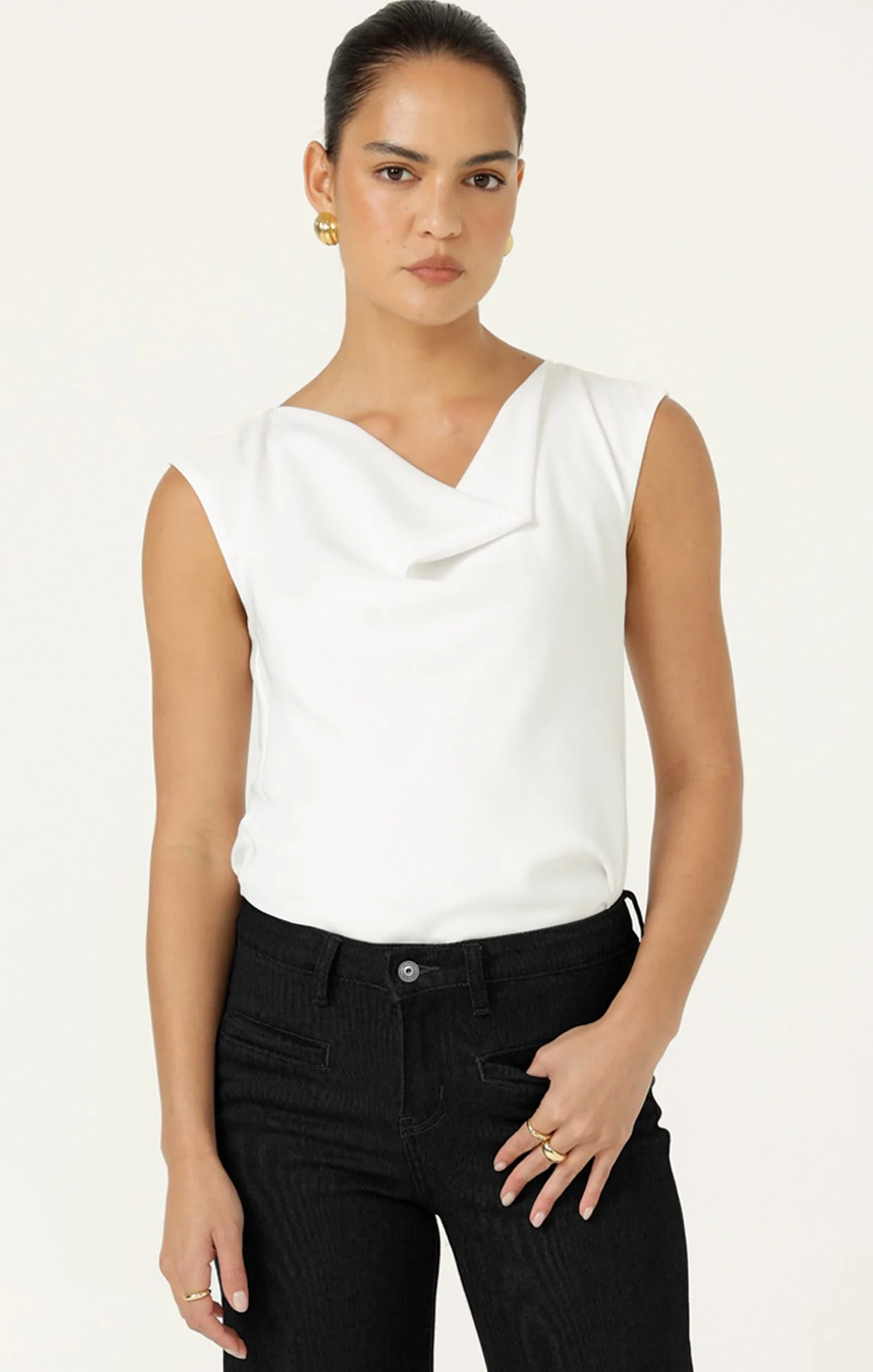 COWL BIAS TOP IN WHITE - Image 5