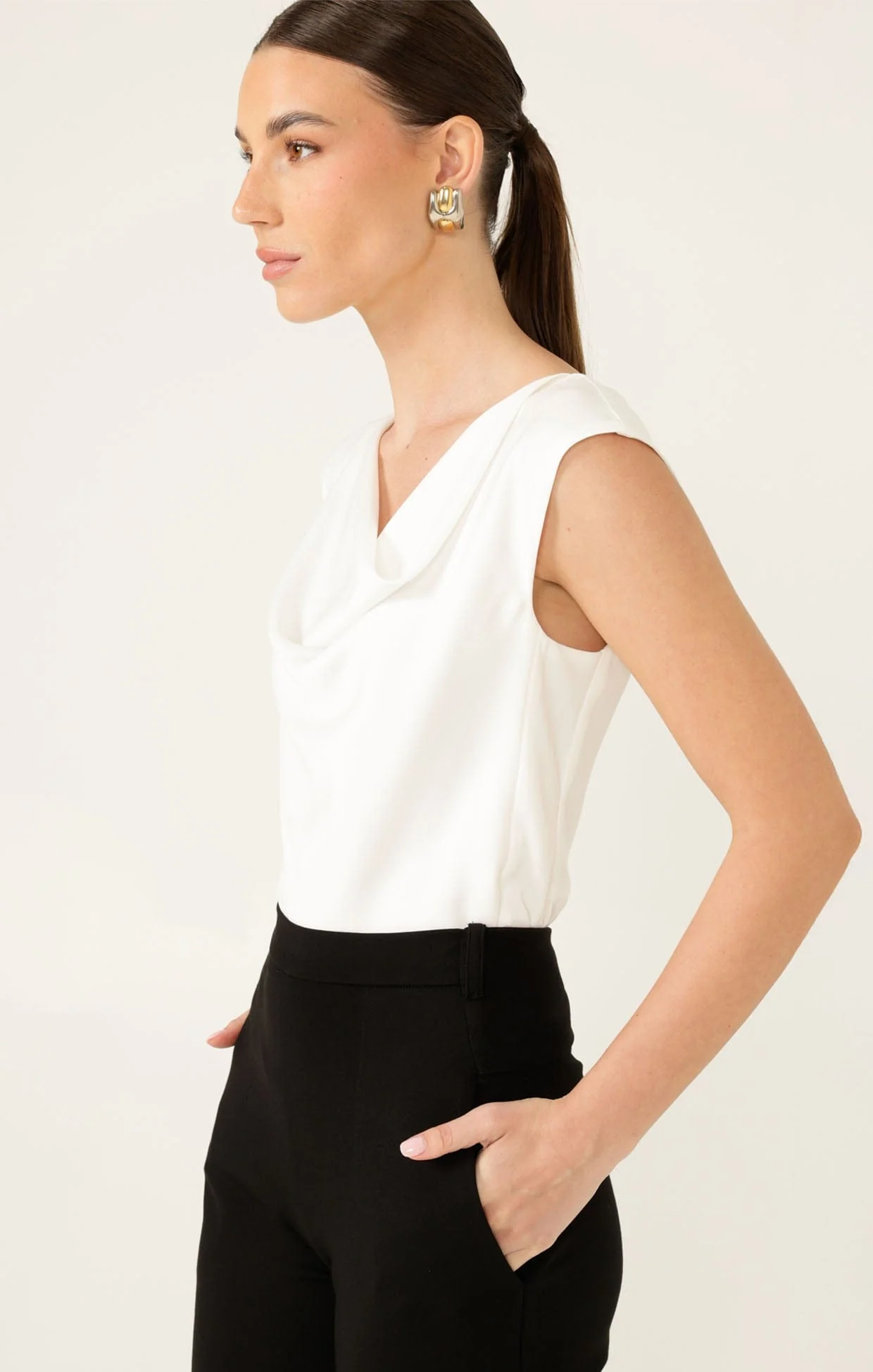 COWL BIAS TOP IN WHITE - Image 6