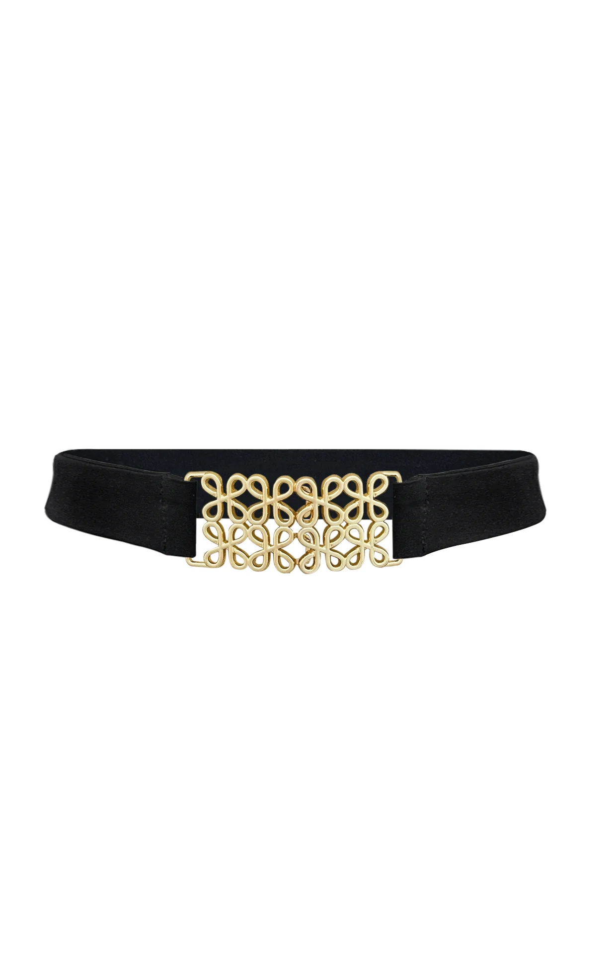 DECORATIVE CLASP BELT IN BLACK AND GOLD - Image 2