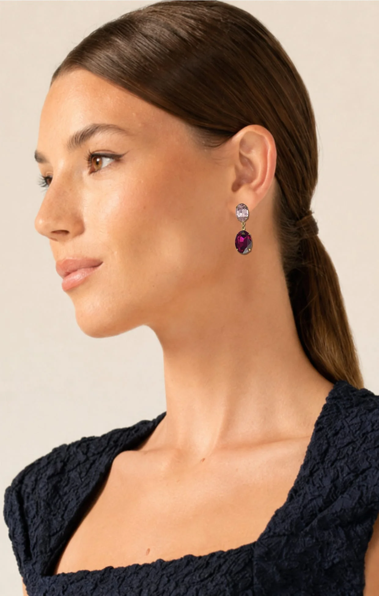 EDEN DROP EARRINGS IN PINK FUCHSIA - Image 2