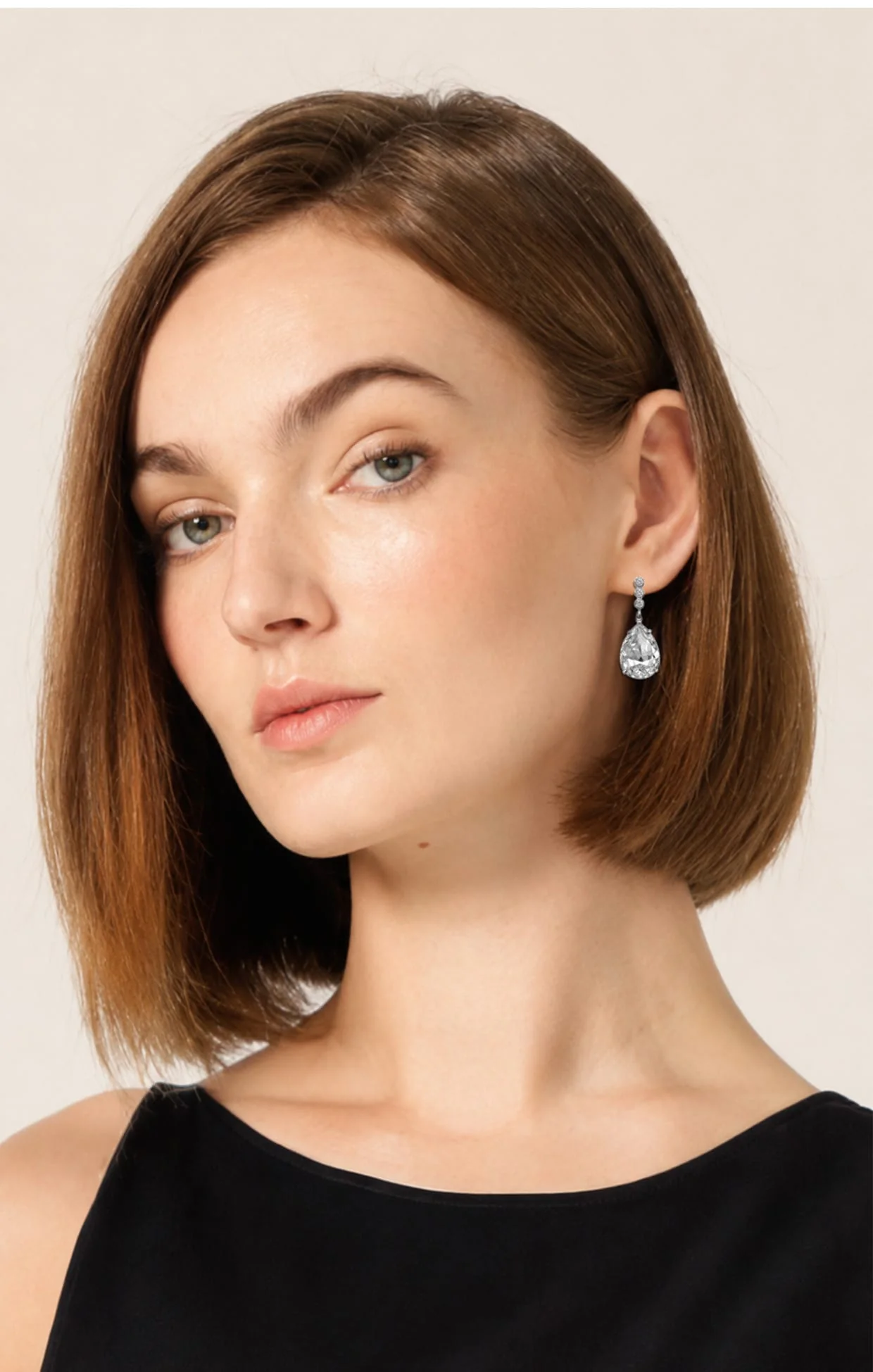 ESTELLE DROP EARRINGS IN DIAMANTE - Image 2