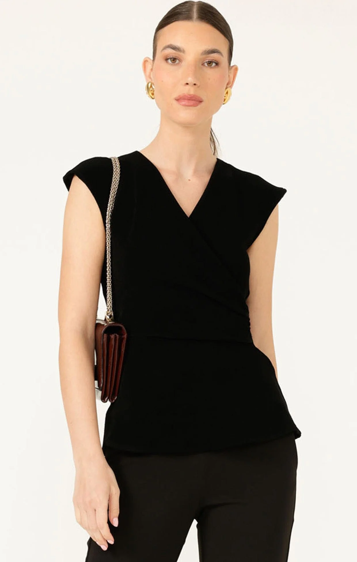 FAUX WRAP PEPLUM TOP