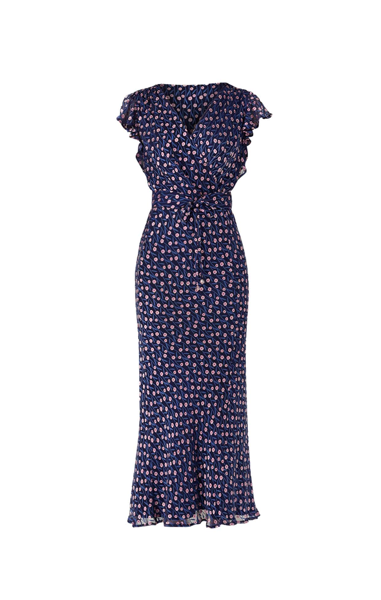 FLEUR DE LYS MIDI DRESS IN INDIGO PINK POPPY - Image 11