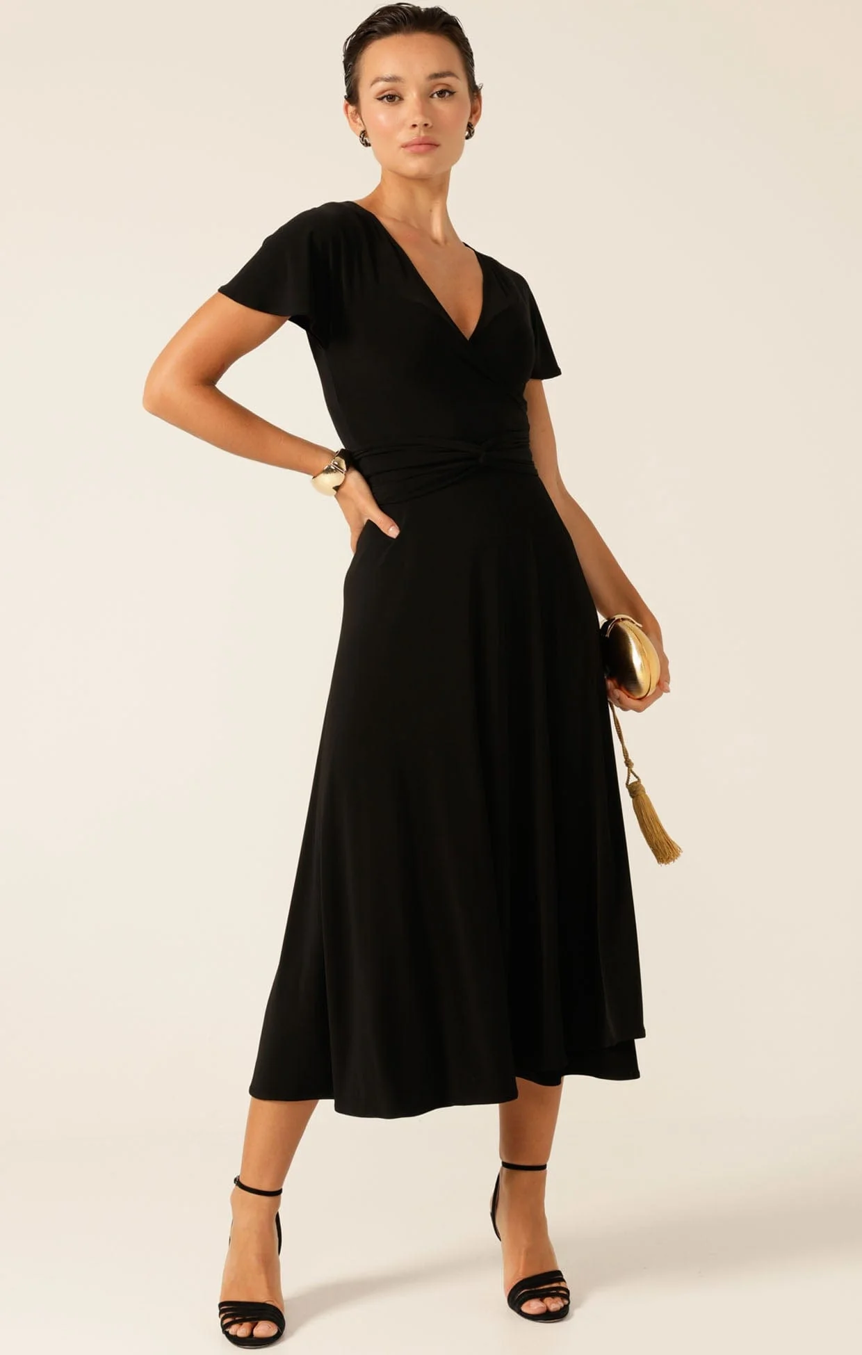FLUTE SLEEVE REVERSE WRAP IN BLACK - Image 5