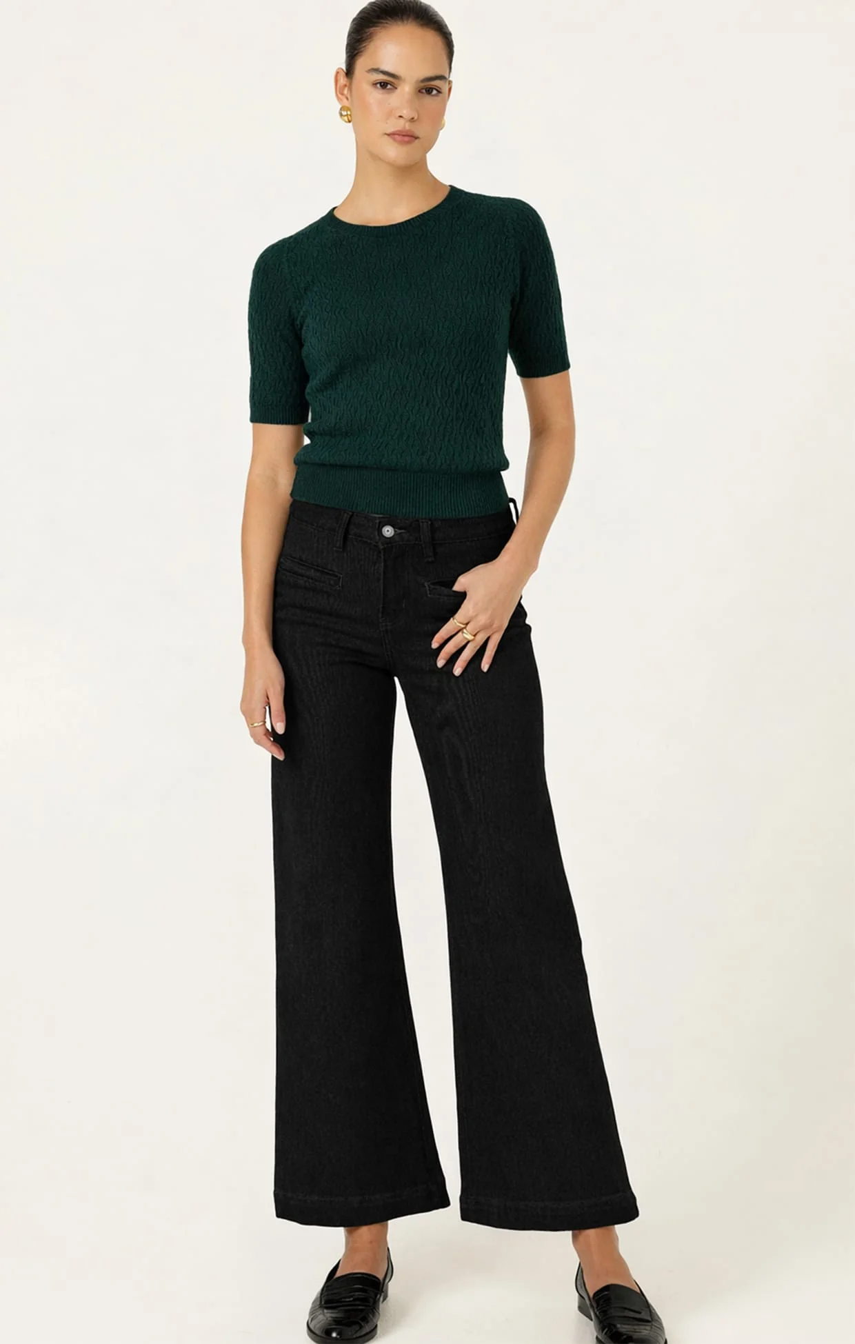 FREYA WIDE LEG JEAN IN BLACK - Image 3