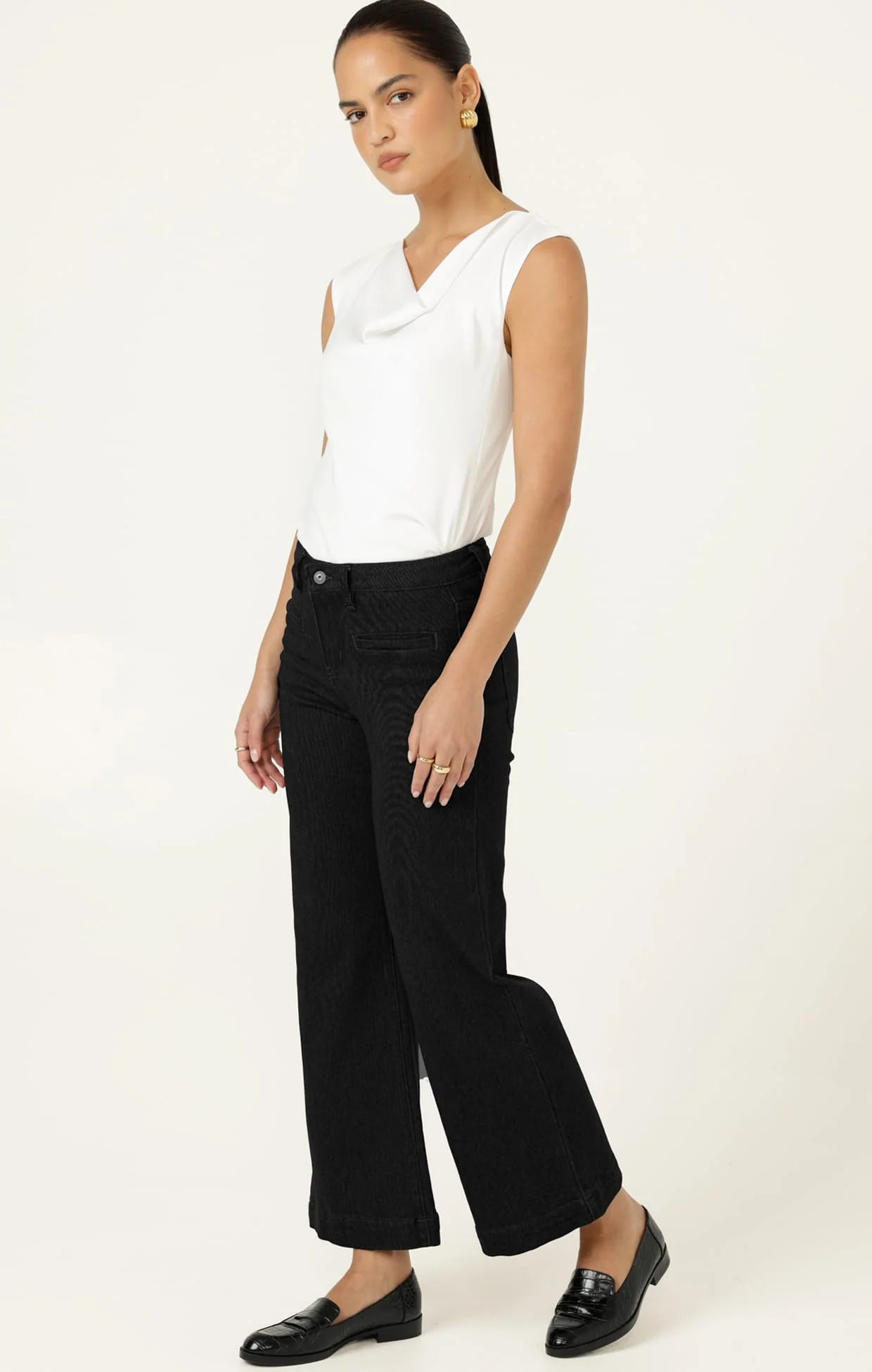 FREYA WIDE LEG JEAN IN BLACK - Image 4