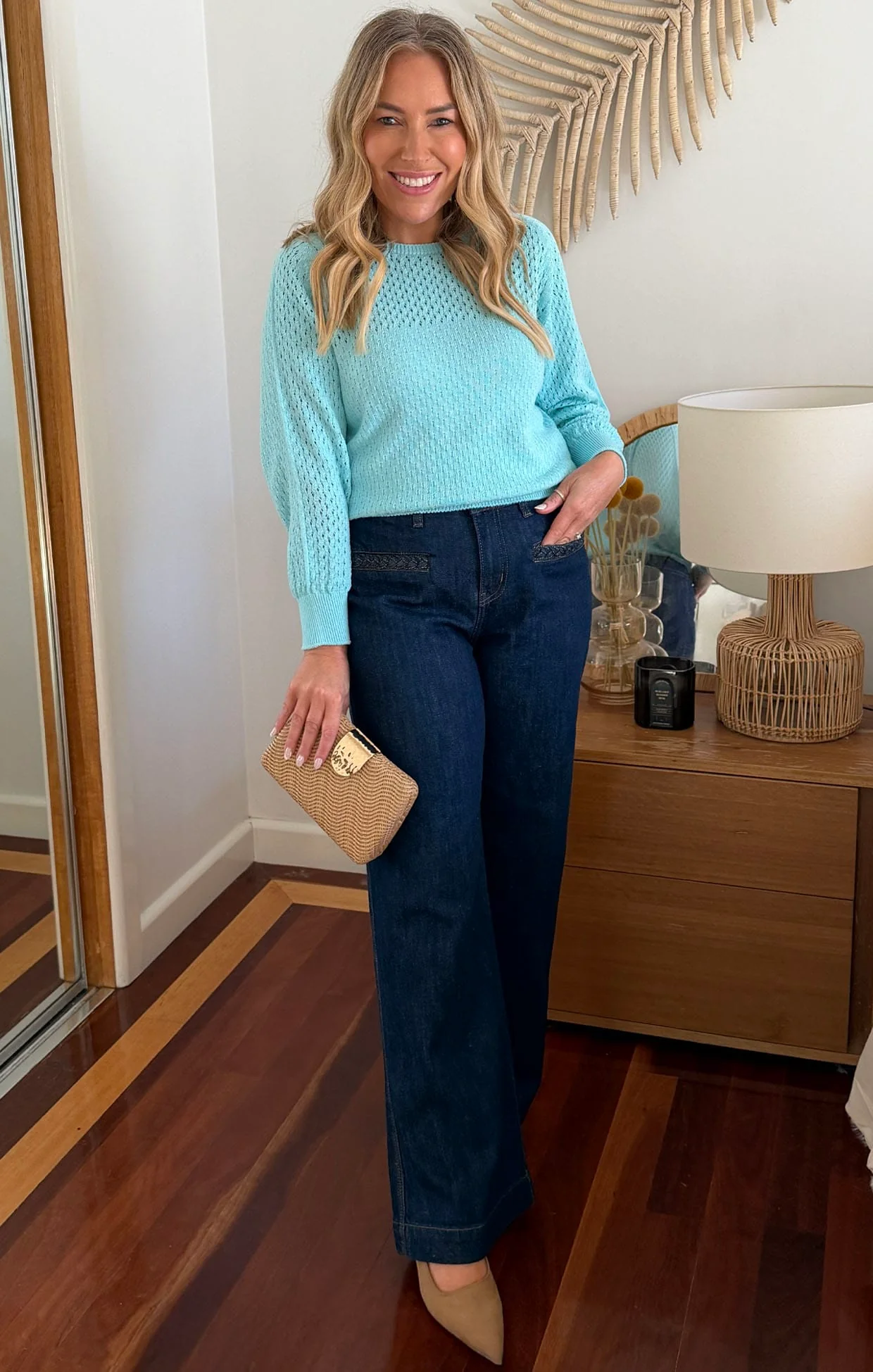 FREYA WIDE LEG PLAIT POCKET JEAN IN PALISADE BLUE - Image 10