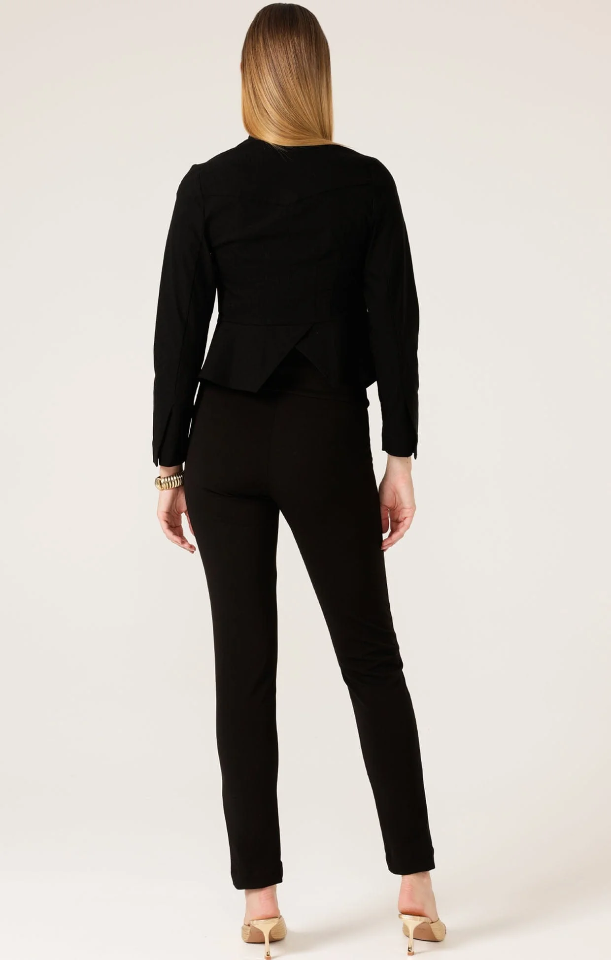 FRONT ZIP PEPLUM JACKET IN BLACK - Image 8