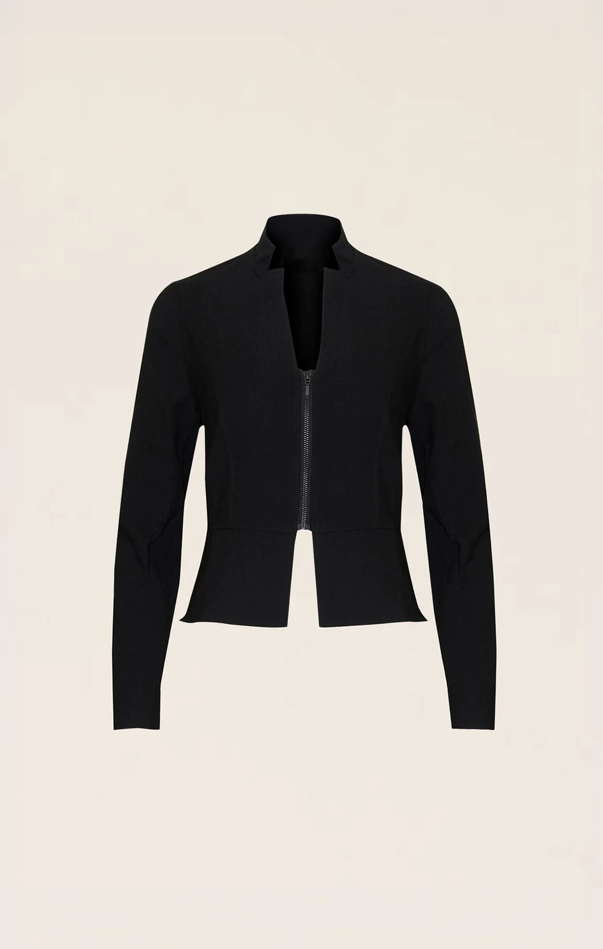 FRONT ZIP PEPLUM JACKET IN BLACK - Image 9
