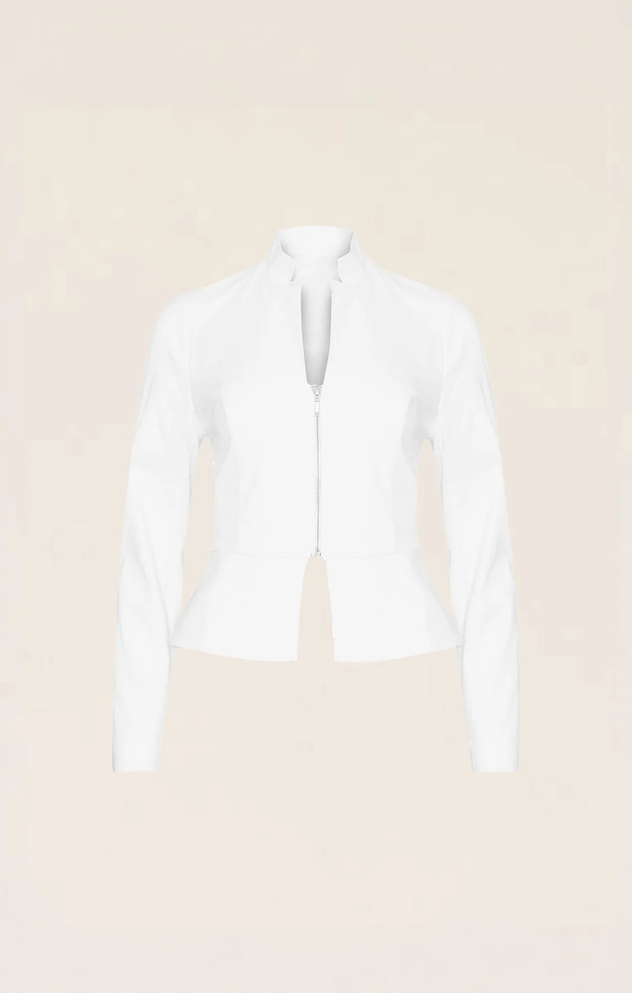 FRONT ZIP PEPLUM JACKET IN WHITE - Image 6