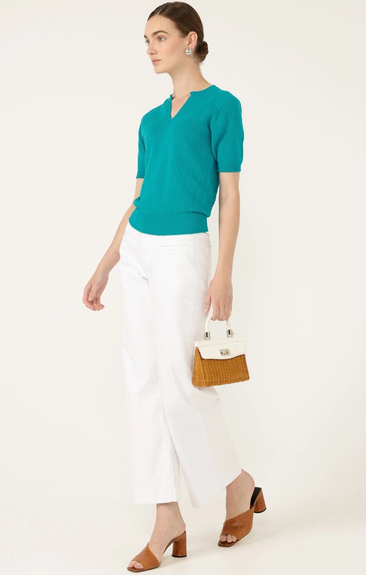 HENLEY KNIT TOP IN SEA GREEN - Image 6