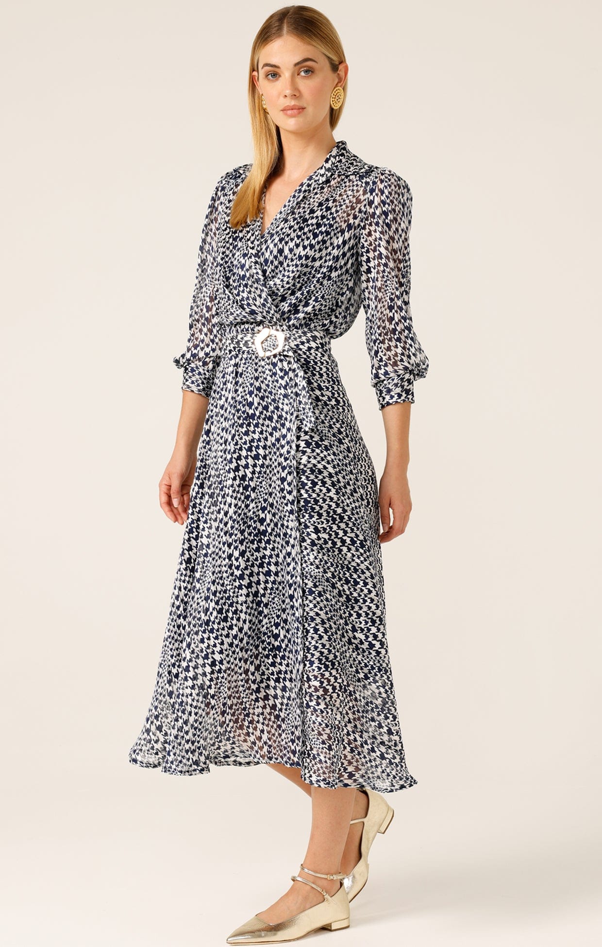 HERRINGBONE DRESS IN NAVY WHITE CHECK - Image 4