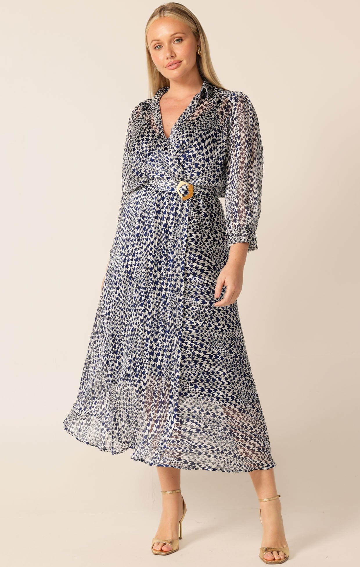 HERRINGBONE DRESS IN NAVY WHITE CHECK - Image 7