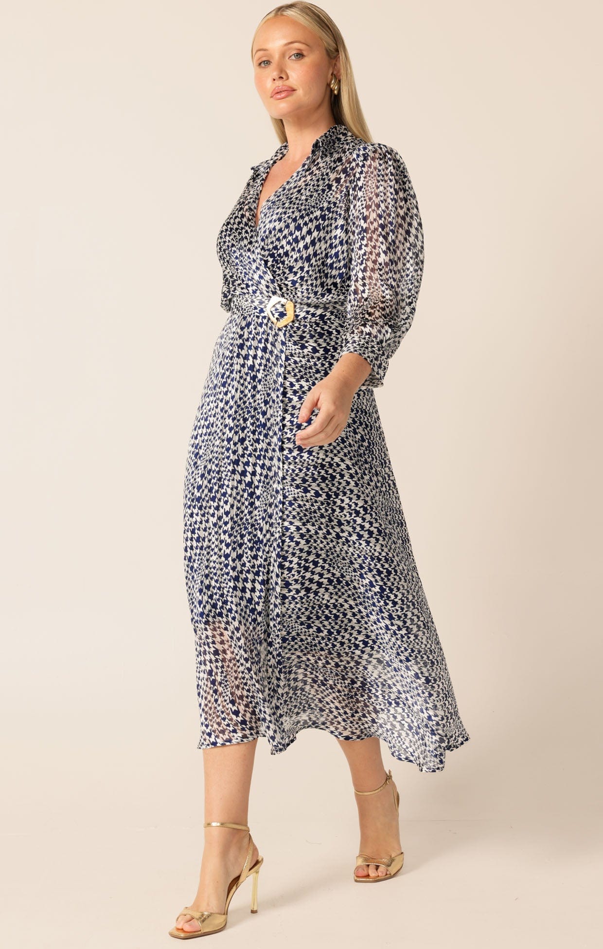 HERRINGBONE DRESS IN NAVY WHITE CHECK - Image 8