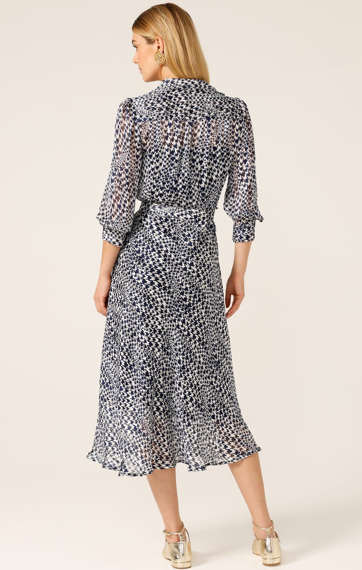 HERRINGBONE DRESS IN NAVY WHITE CHECK - Image 9
