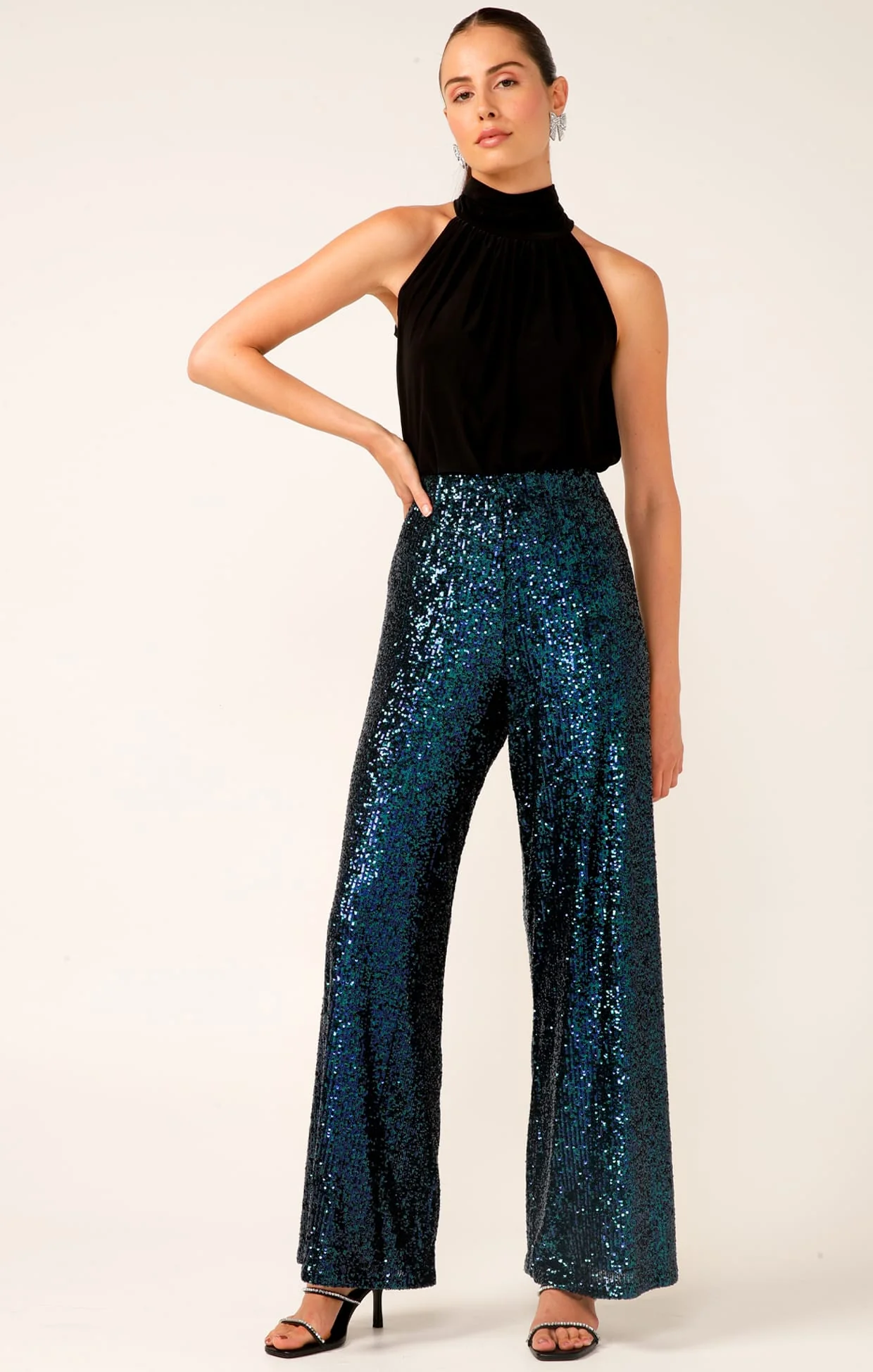 HIGH NECK TIE TOP IN BLACK - Image 7