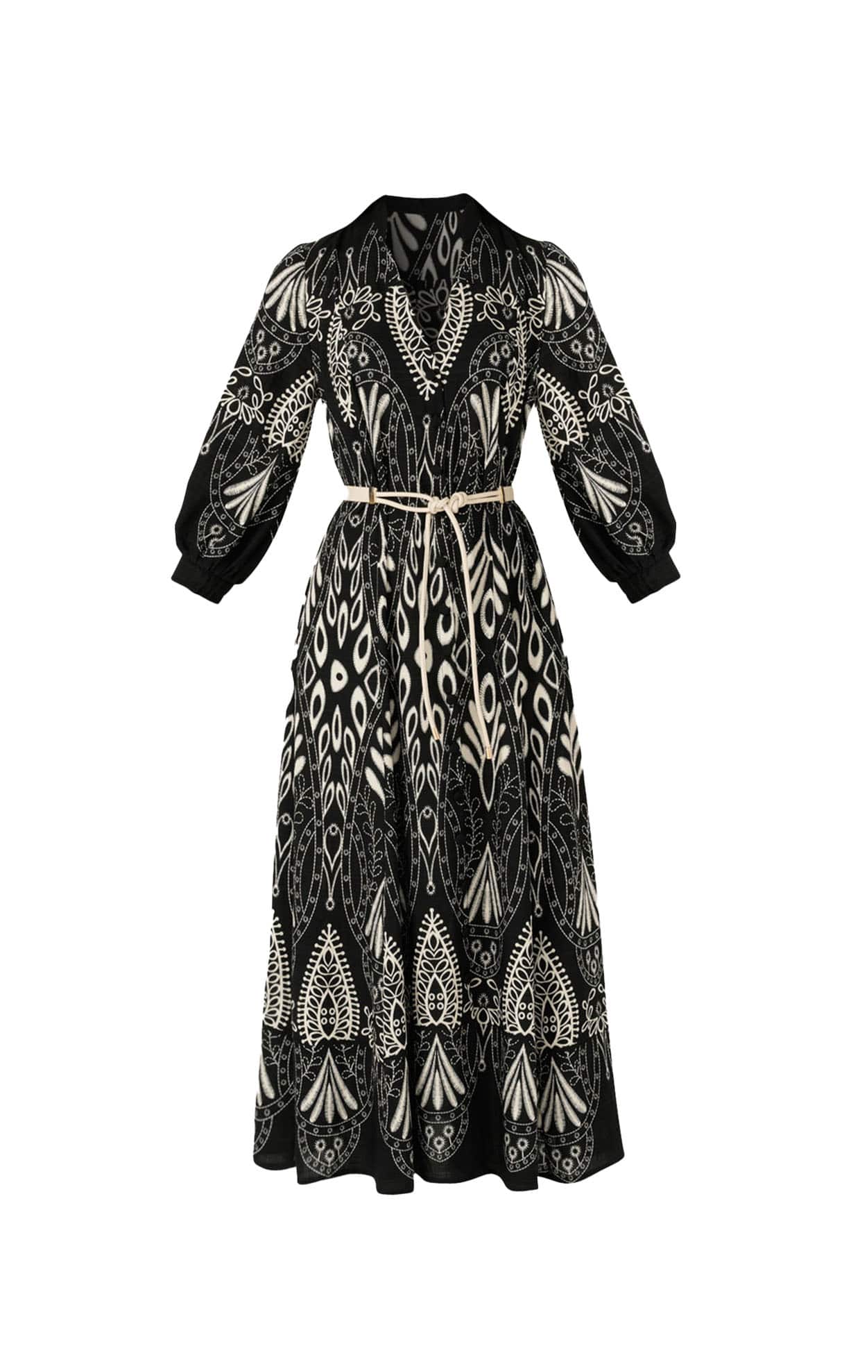 INDIE SHIRTMAKER DRESS IN BLACK CREAM - Image 10