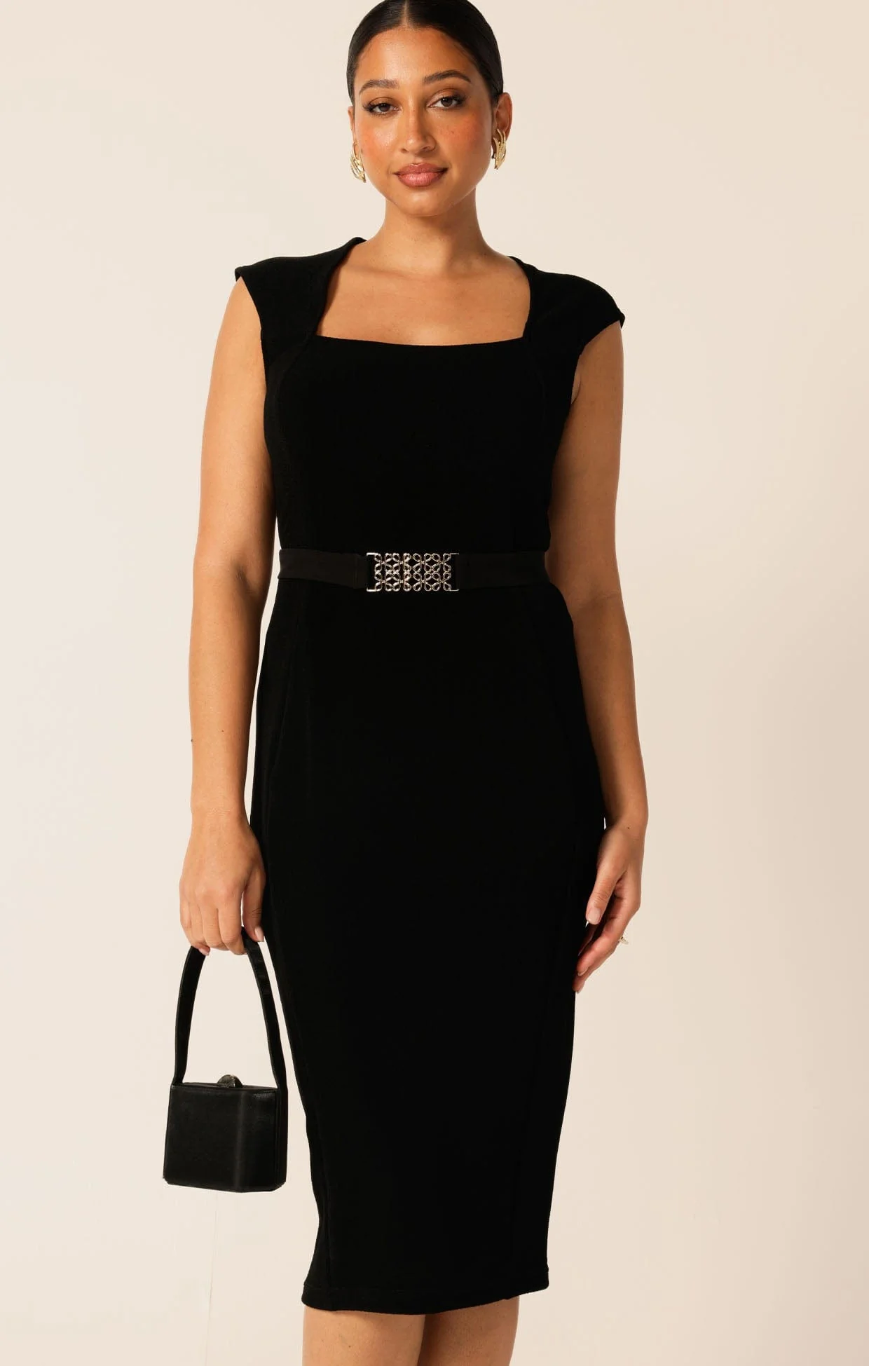 IRIS CAP SLEEVE DRESS IN BLACK - Image 6