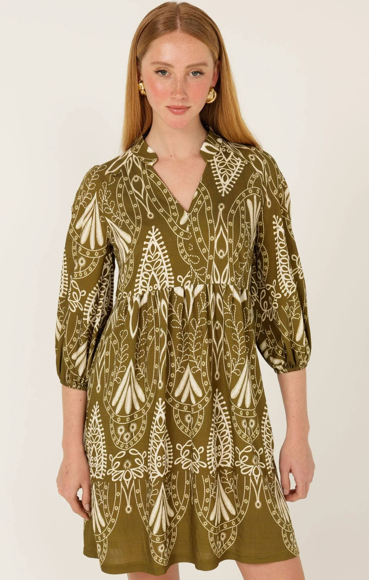 KIRRA SHIFT DRESS IN OLIVE CREAM - Image 2