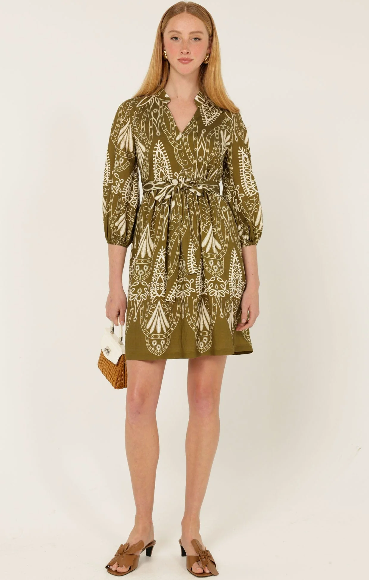 KIRRA SHIFT DRESS IN OLIVE CREAM - Image 5