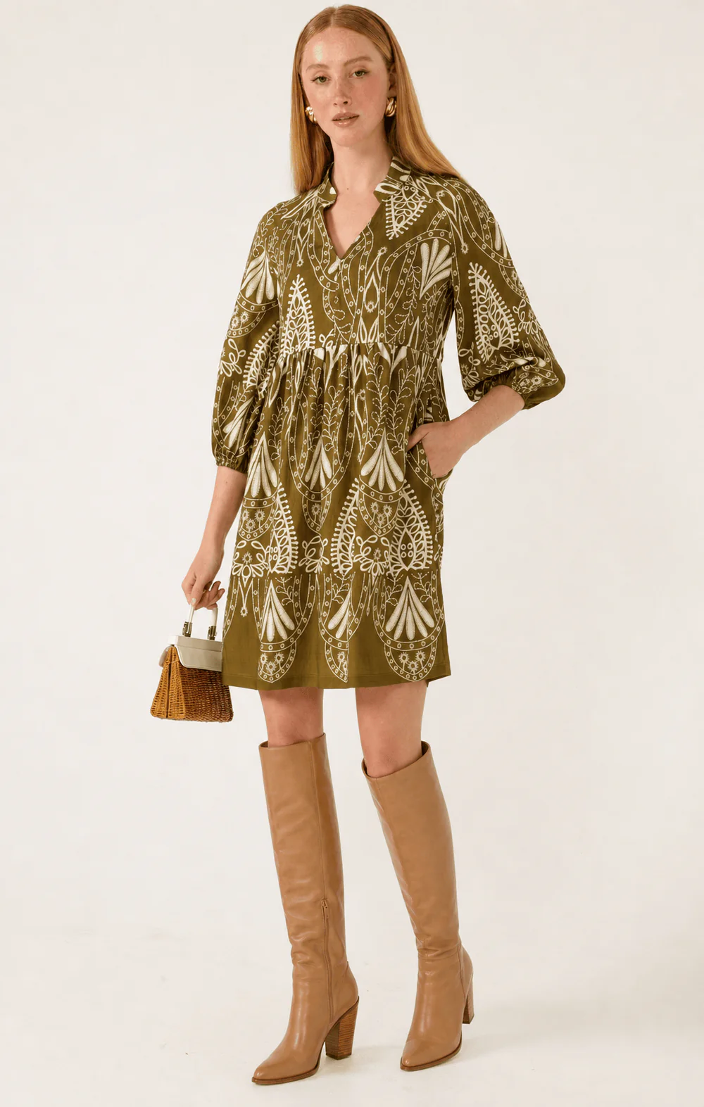 KIRRA SHIFT DRESS IN OLIVE CREAM - Image 6
