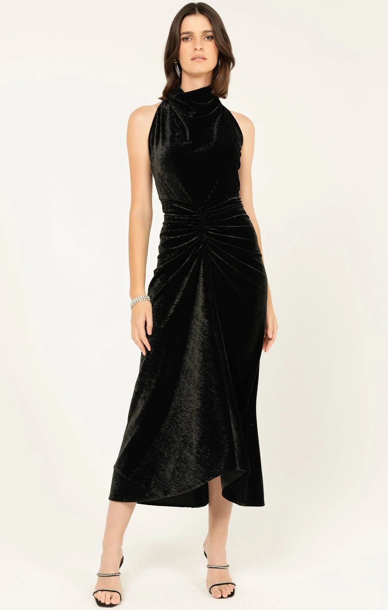 LAVISH COWL DRESS IN BLACK