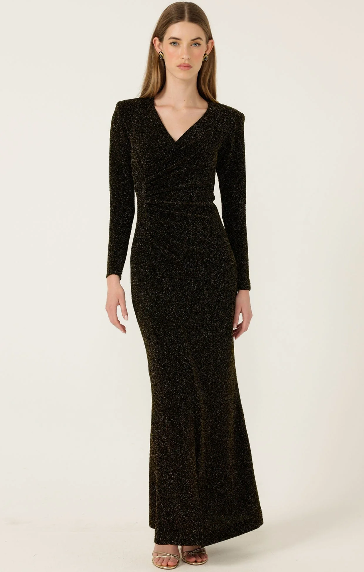 LENORA MAXI DRESS IN BLACK GOLD