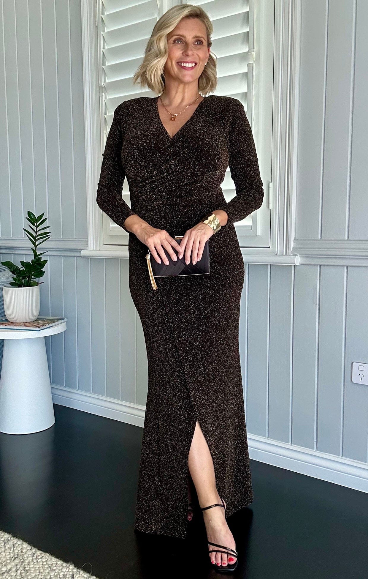 LENORA MAXI DRESS IN BLACK GOLD - Image 7