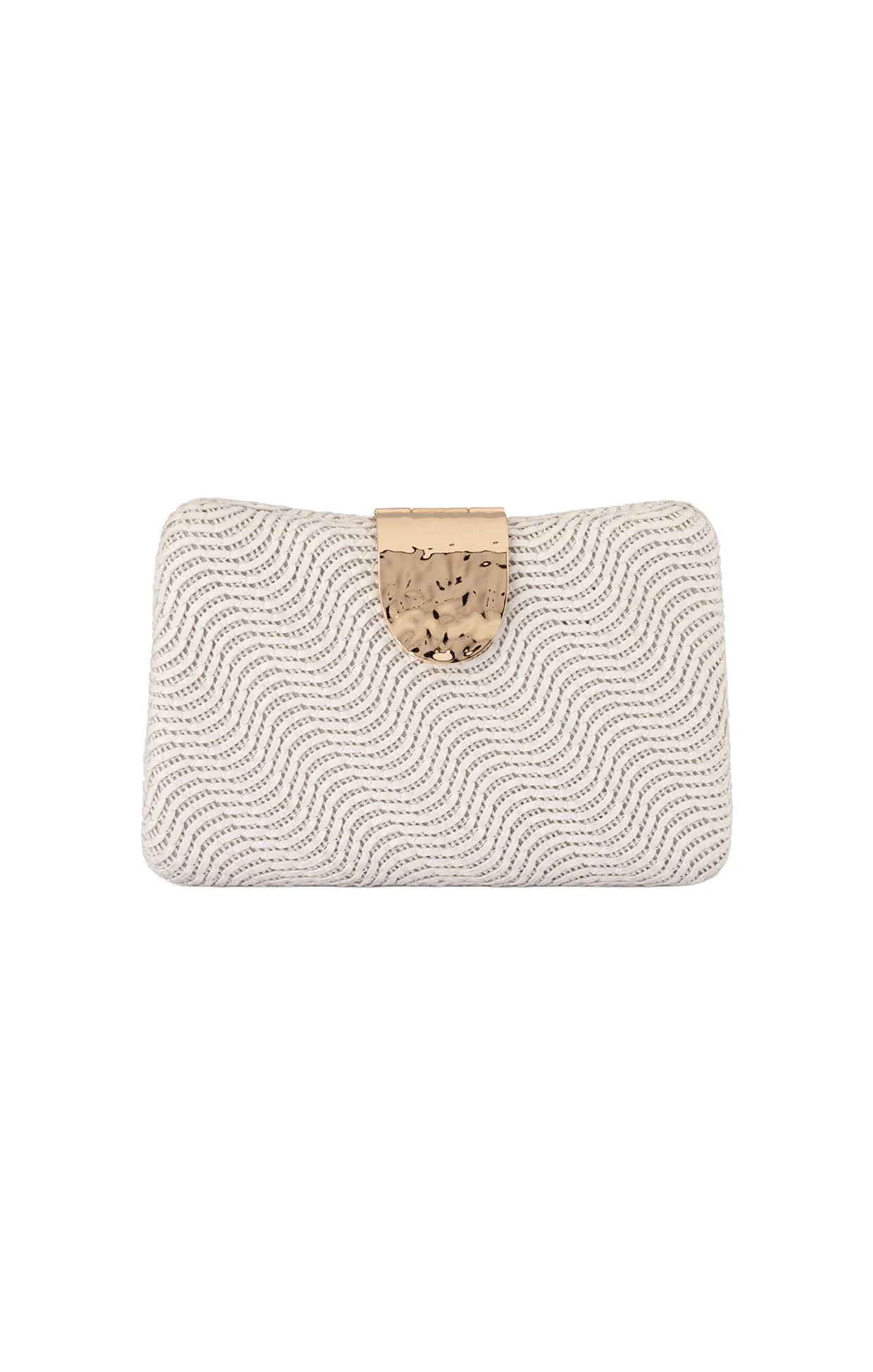 LINDY WOVEN CLUTCH IN WHITE