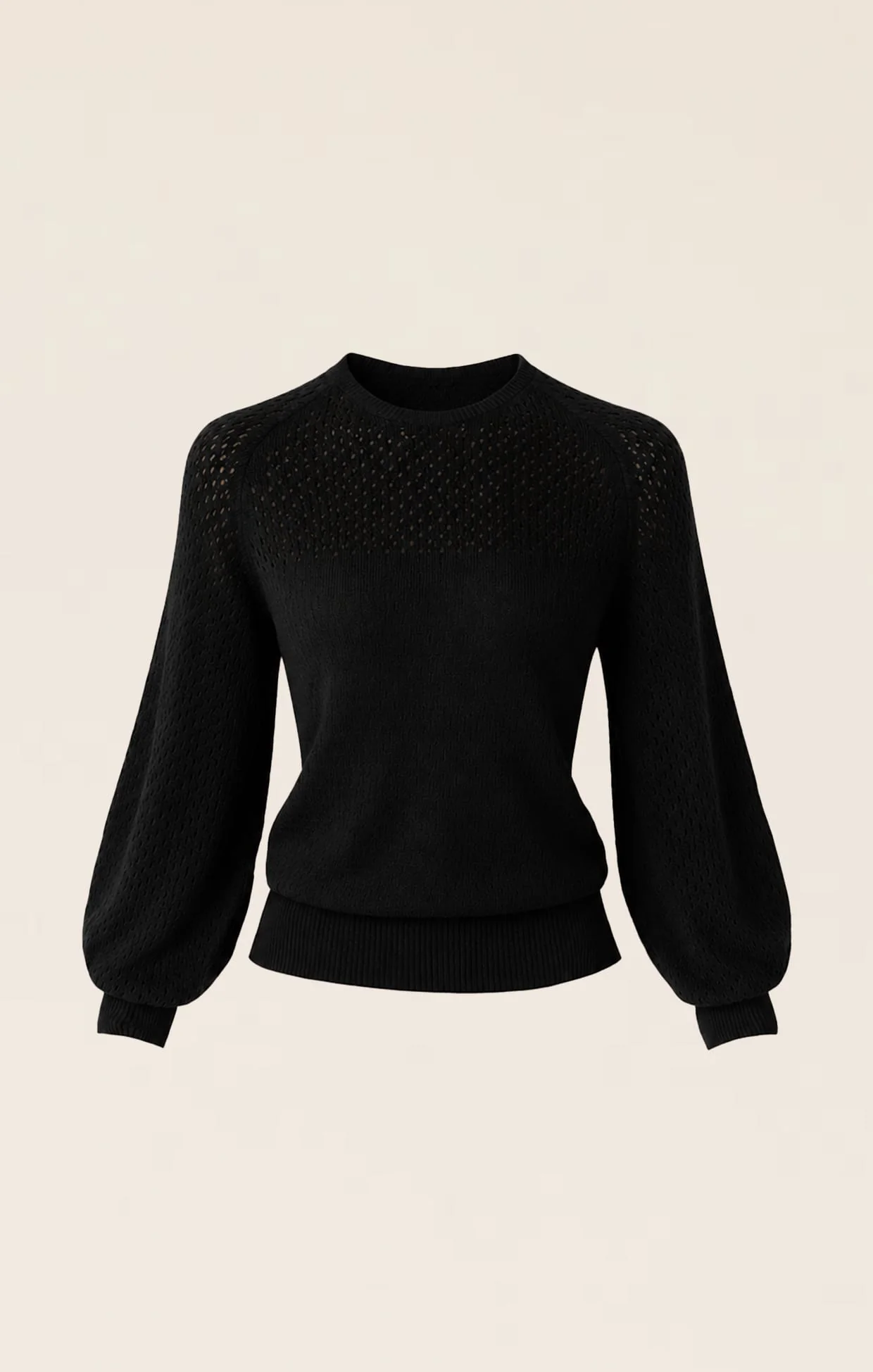 LONG SLEEVE RIPPLE KNIT TOP IN BLACK - Image 9