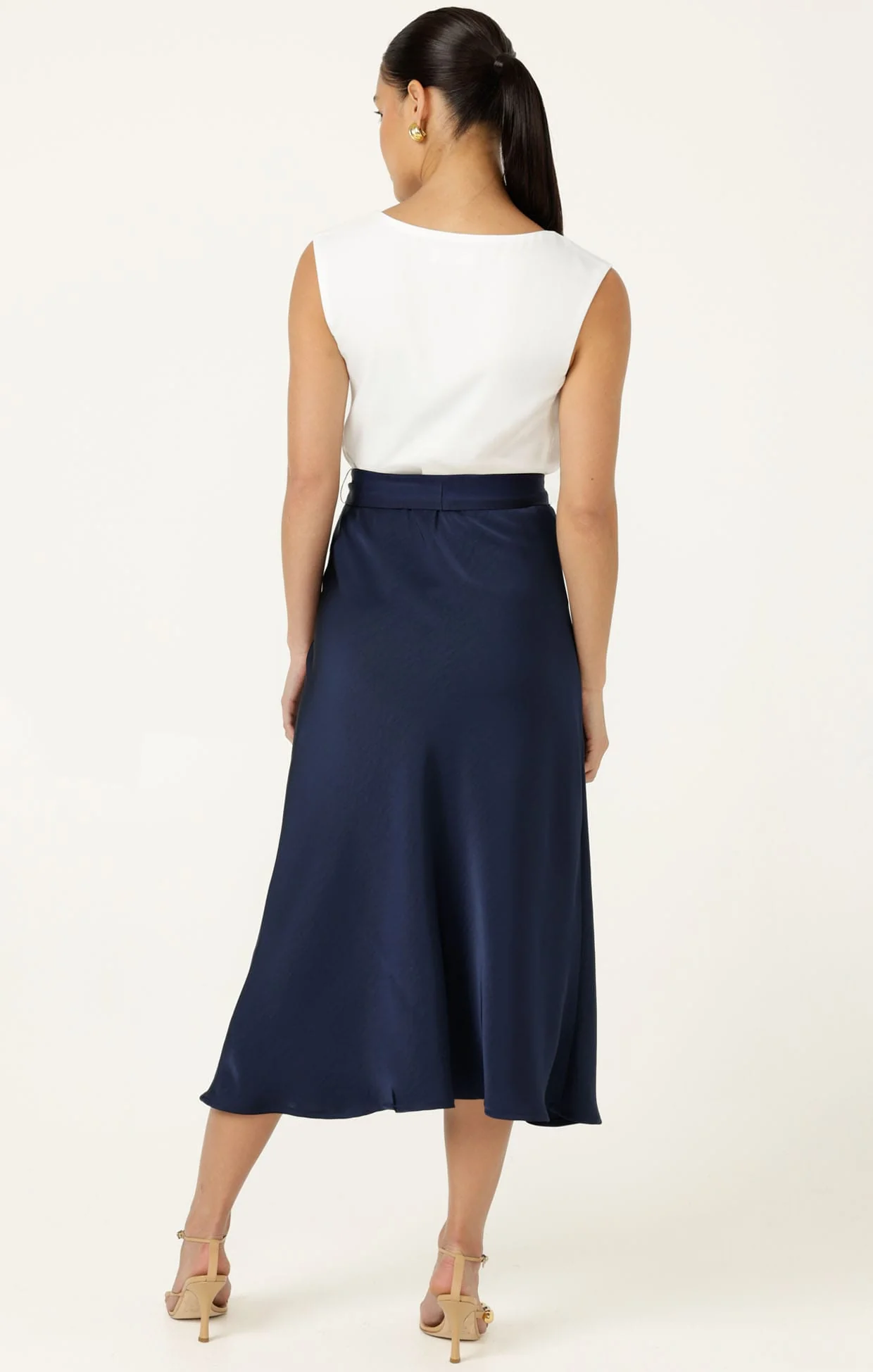 LUXE BIAS MIDI SKIRT IN NAVY - Image 6