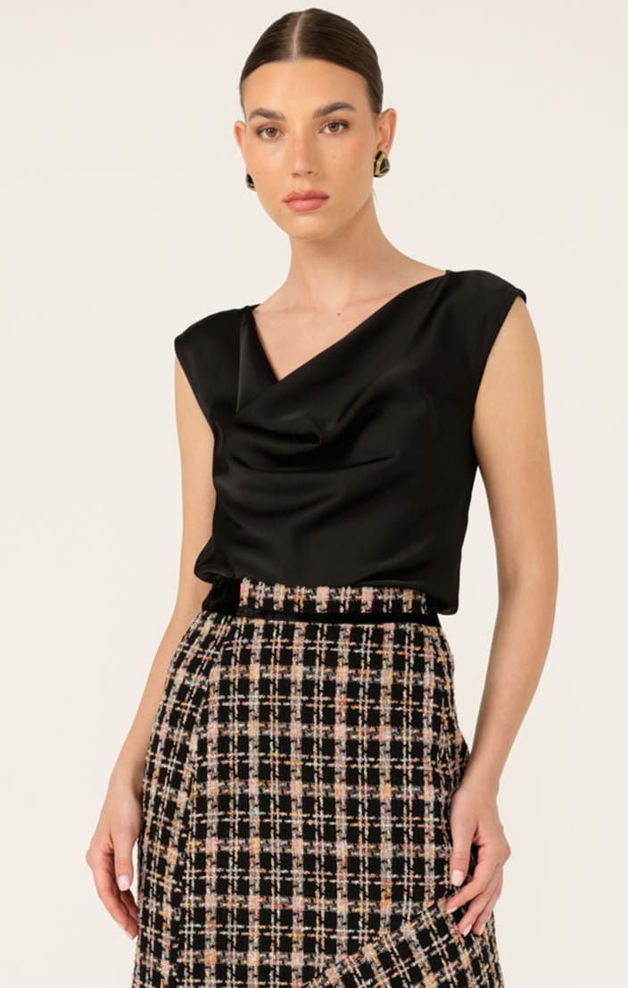 LUXE COWL BIAS TOP IN BLACK - Image 10