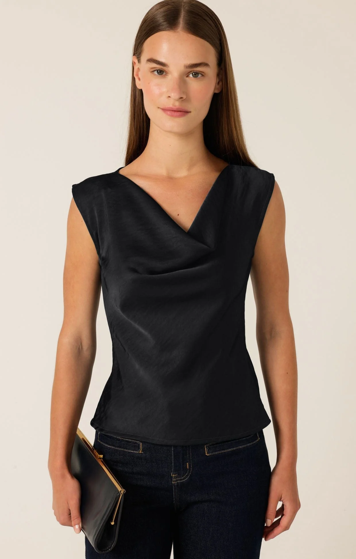 LUXE COWL BIAS TOP IN BLACK - Image 2