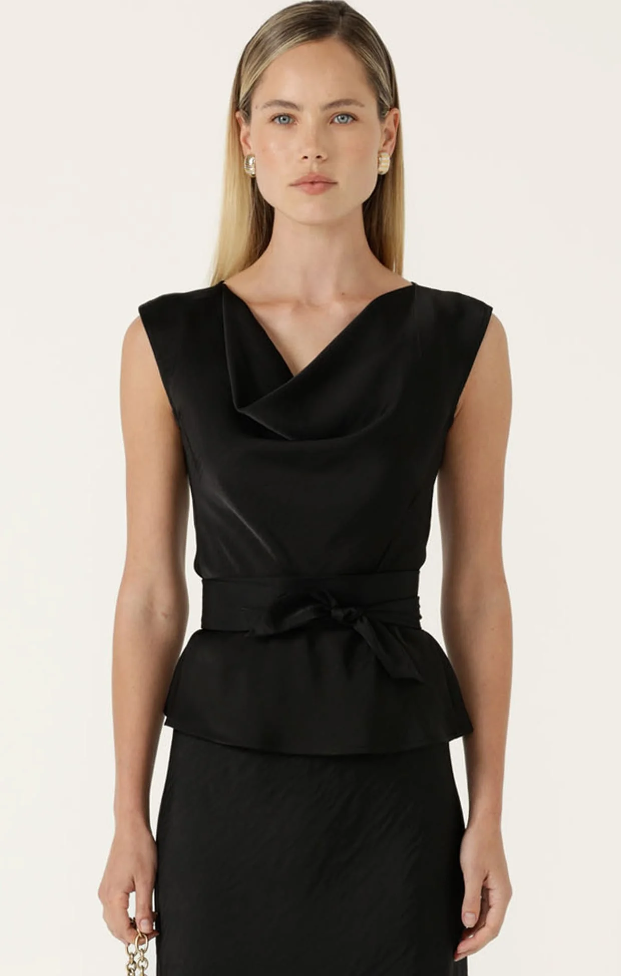 LUXE COWL BIAS TOP IN BLACK - Image 8