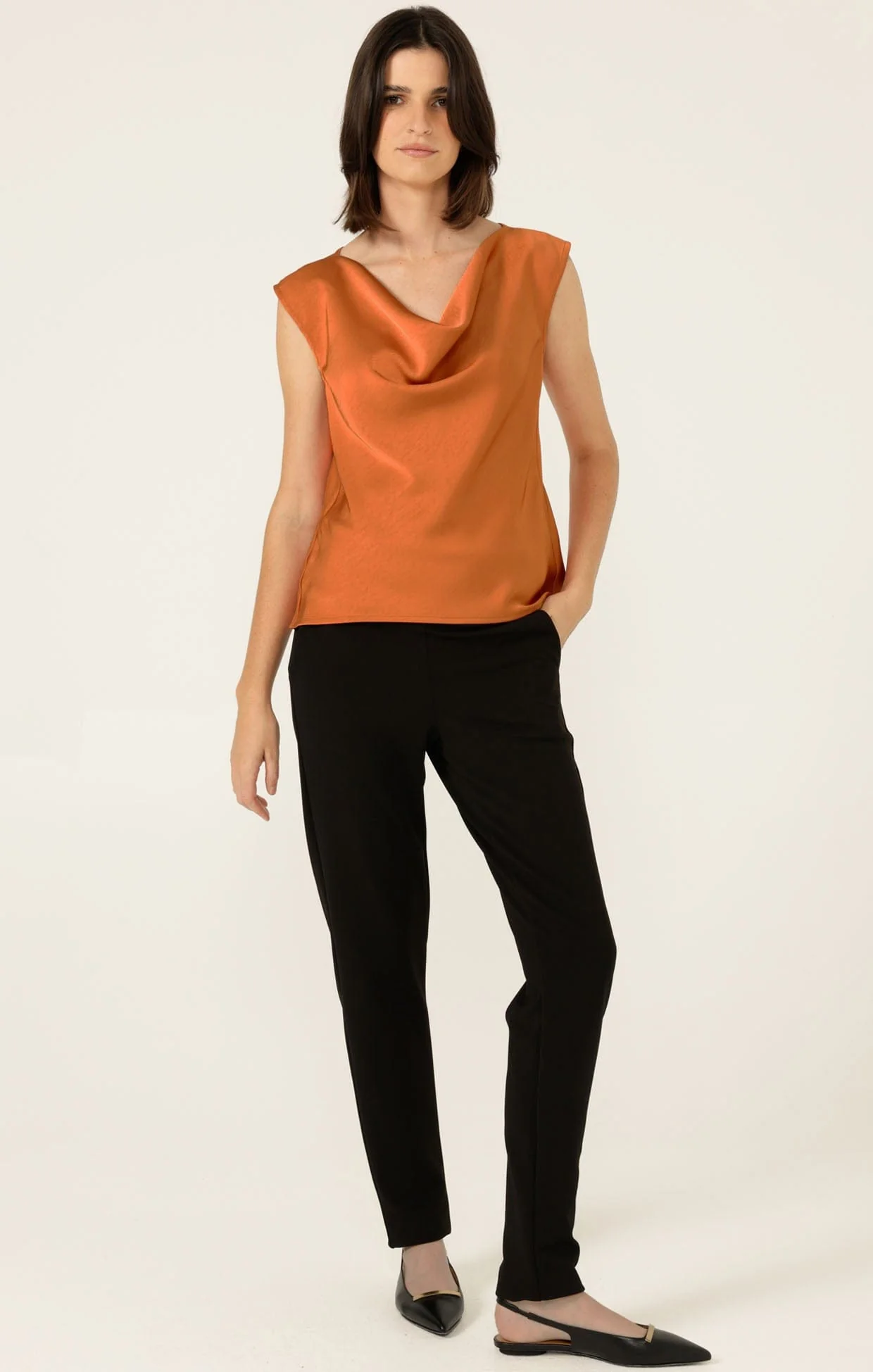 LUXE COWL BIAS TOP IN COPPER - Image 3