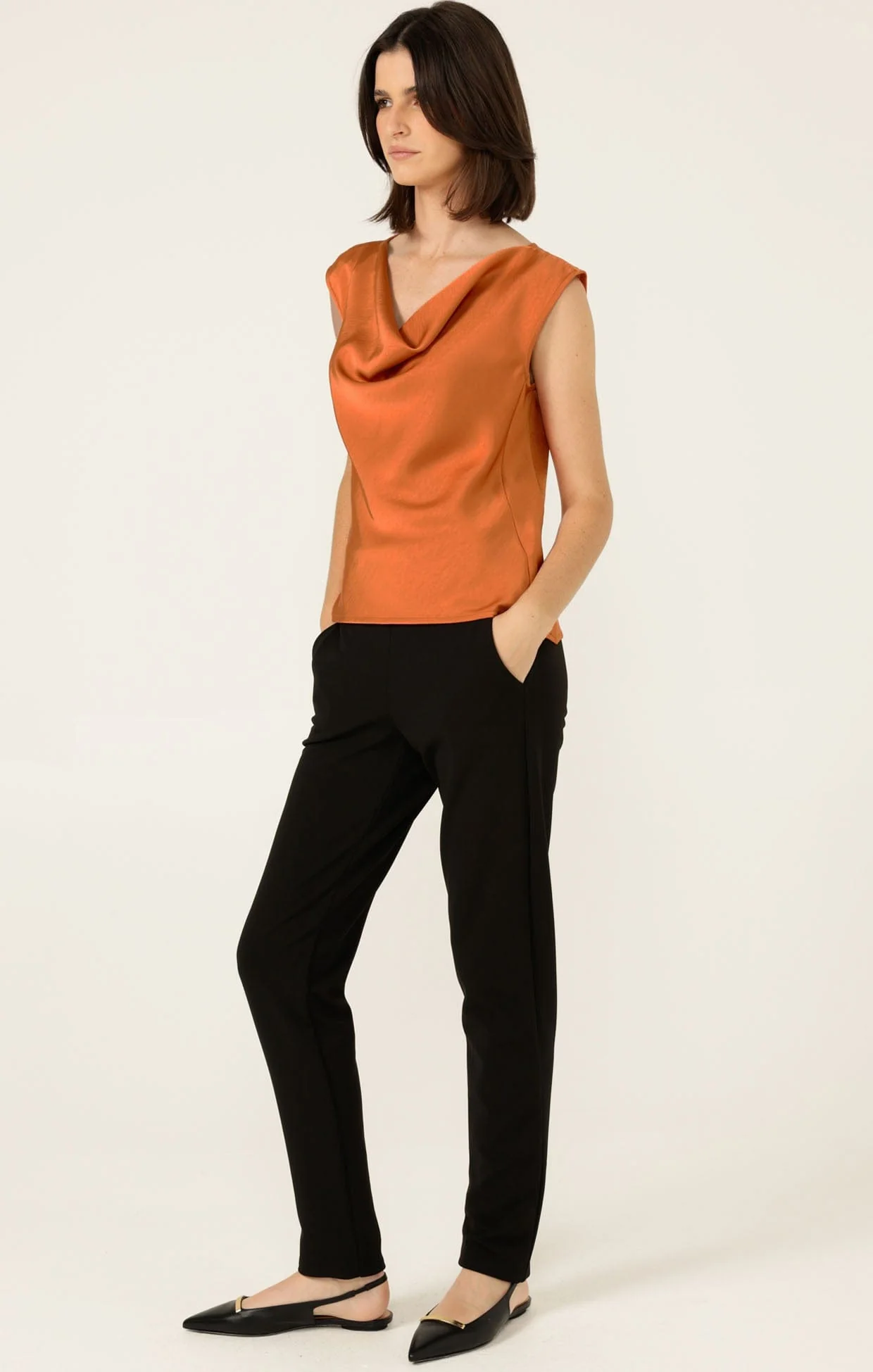 LUXE COWL BIAS TOP IN COPPER - Image 8